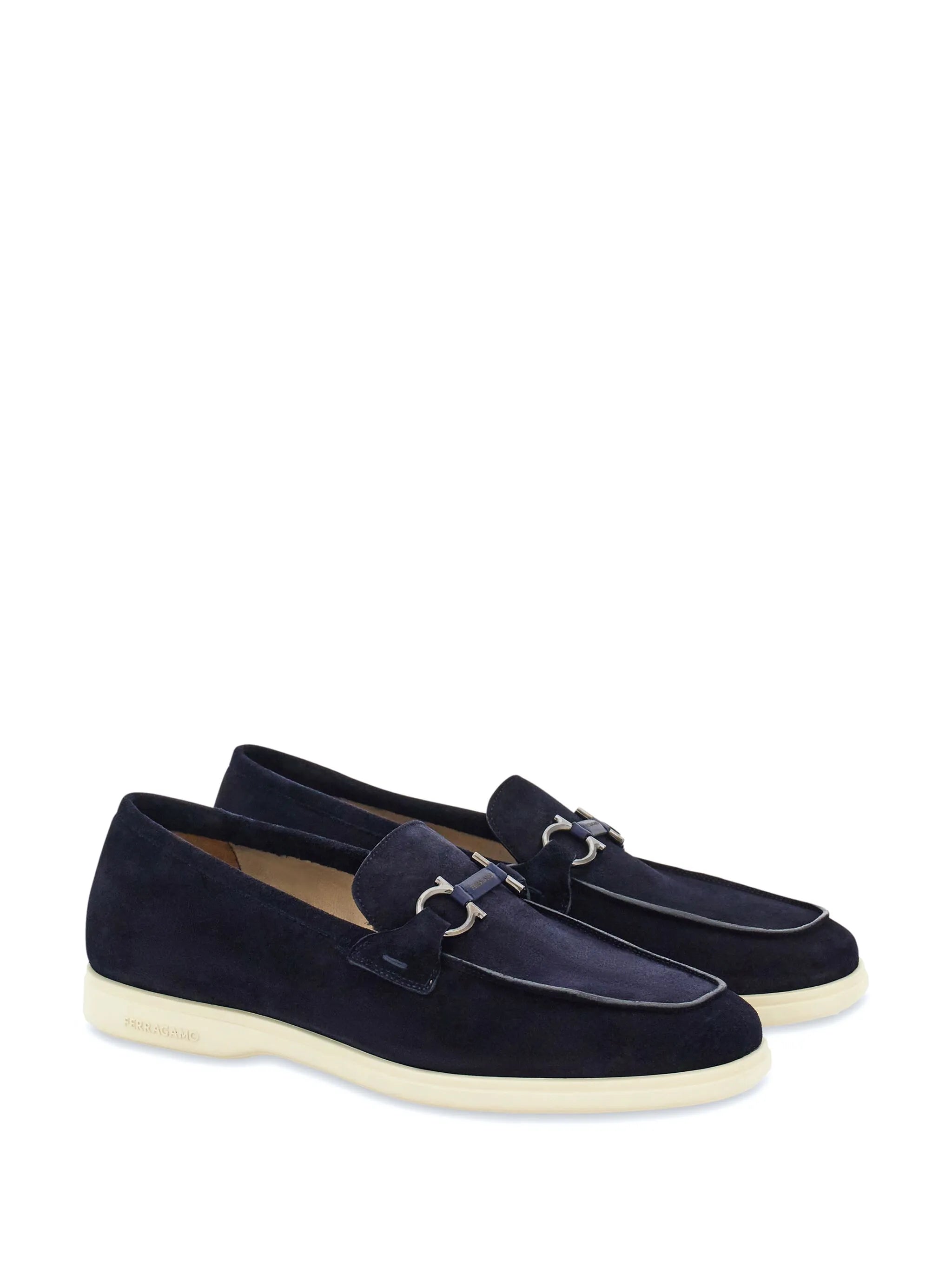Gancini-ornament suede loafers