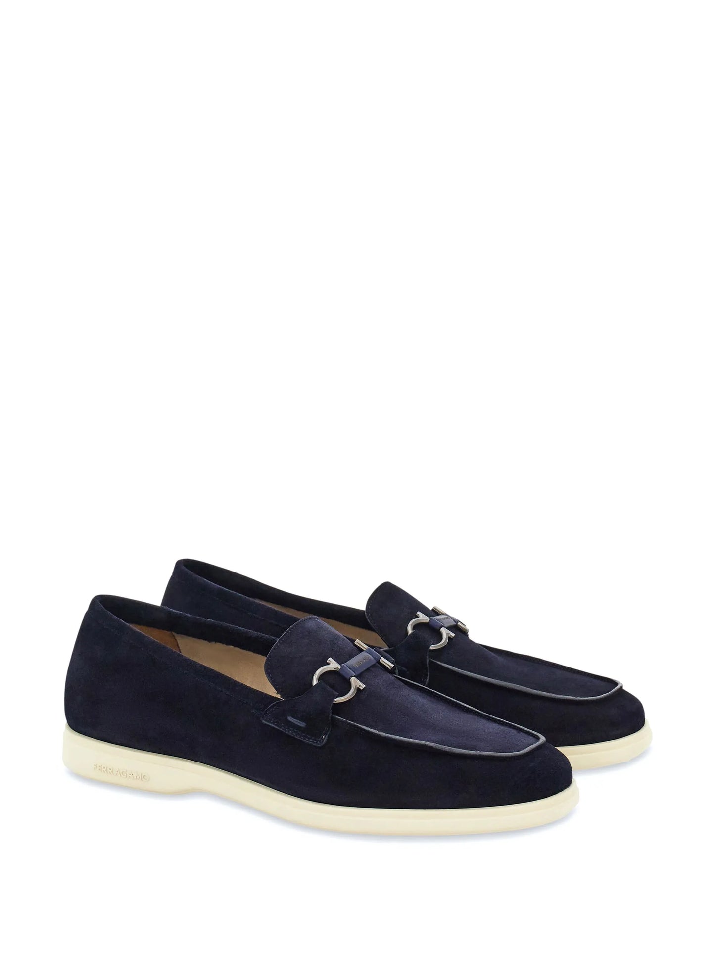 Gancini-ornament suede loafers