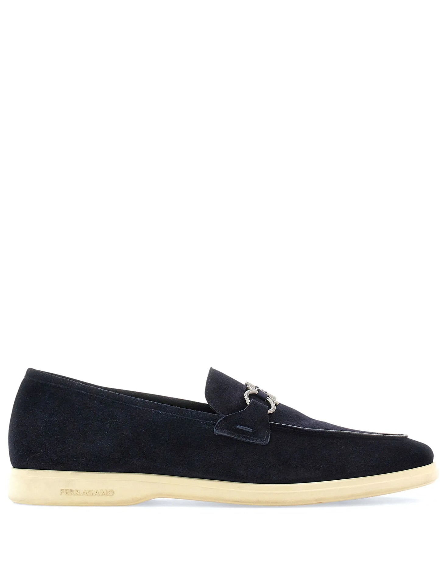 Gancini-ornament suede loafers