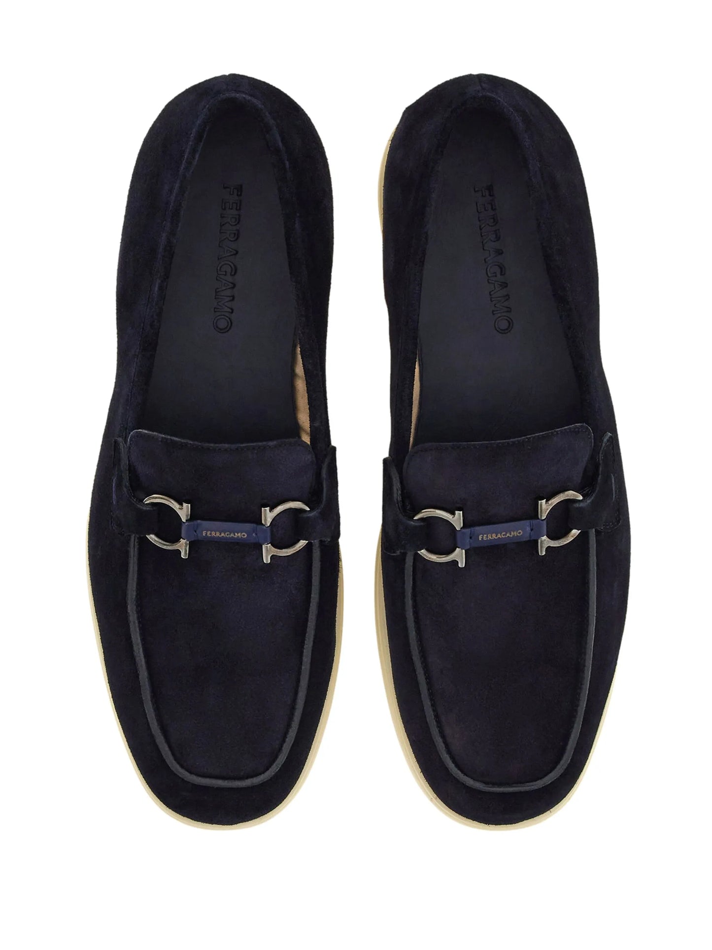 Gancini-ornament suede loafers