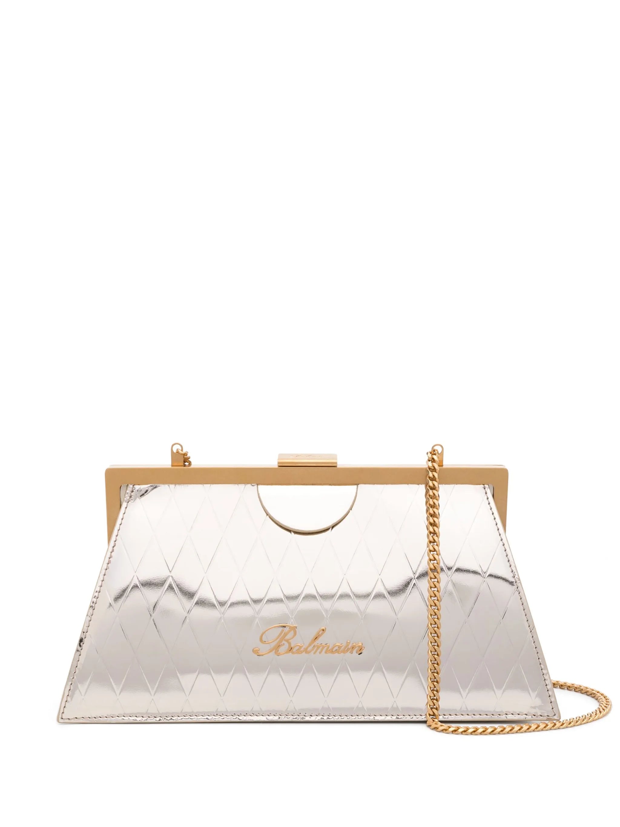 Trapeze leather clutch bag