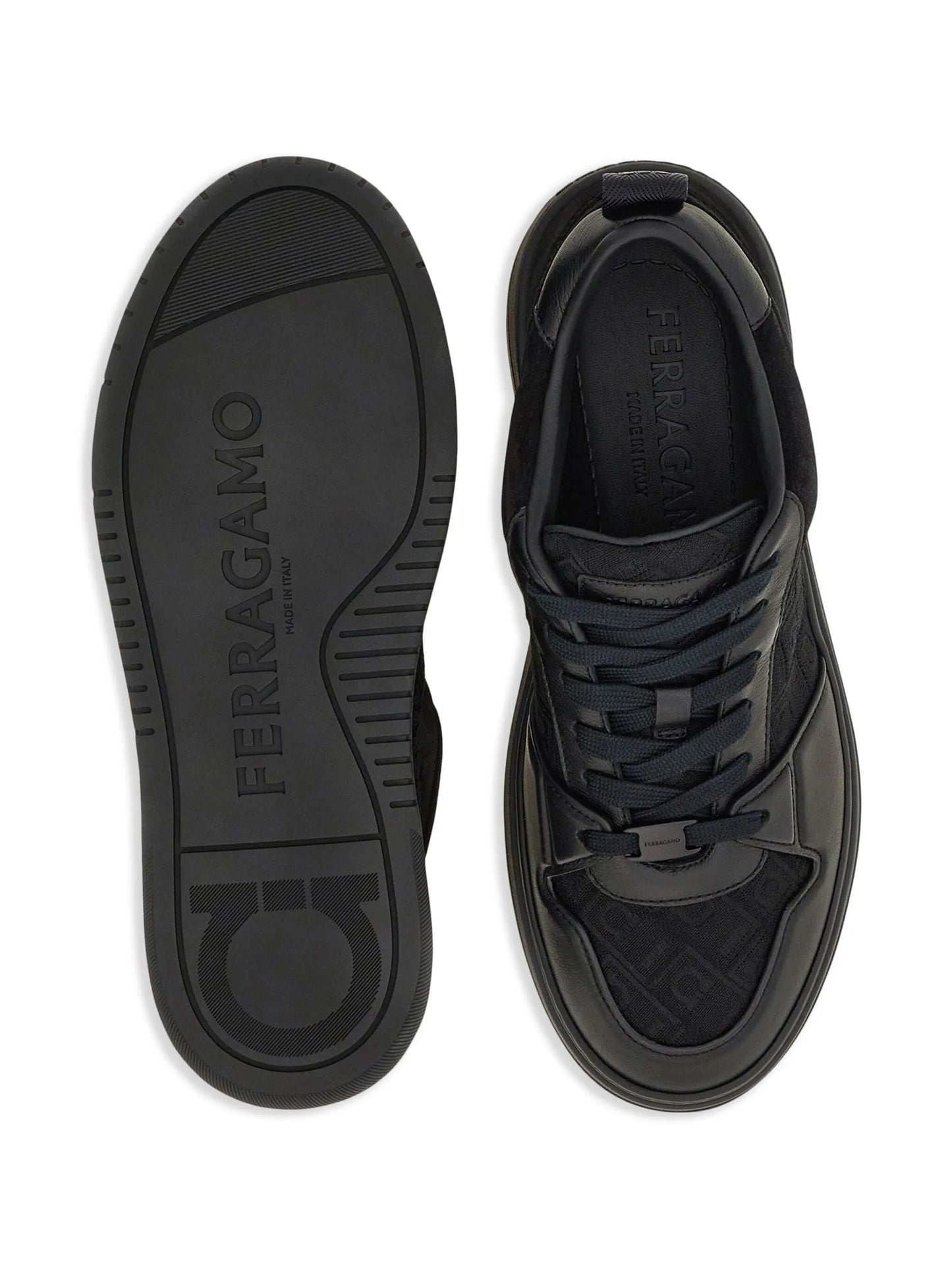 panelled leather sneakers