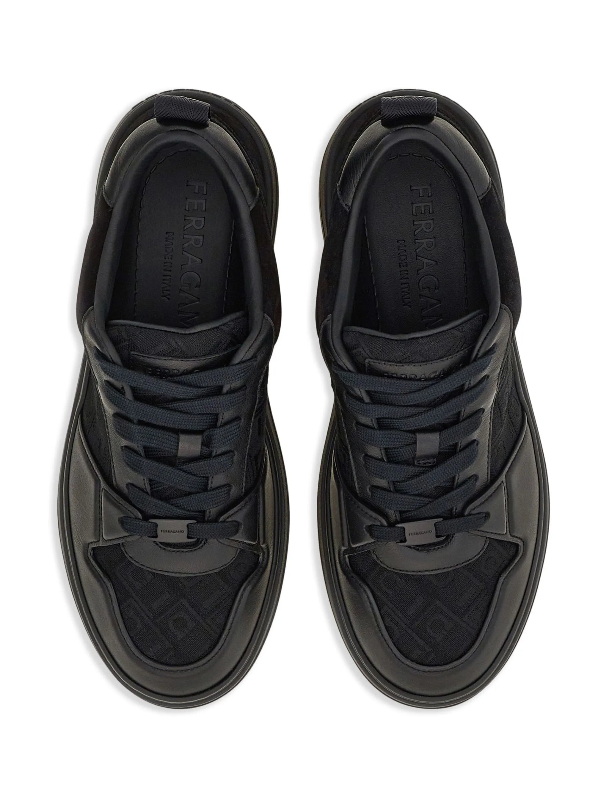 panelled leather sneakers