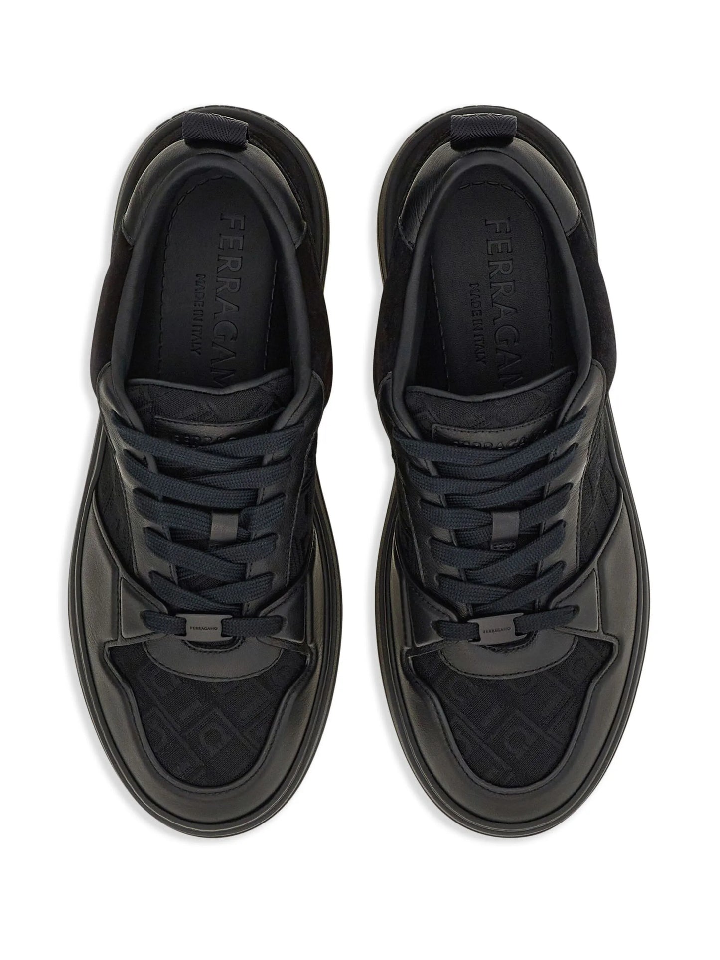 panelled leather sneakers
