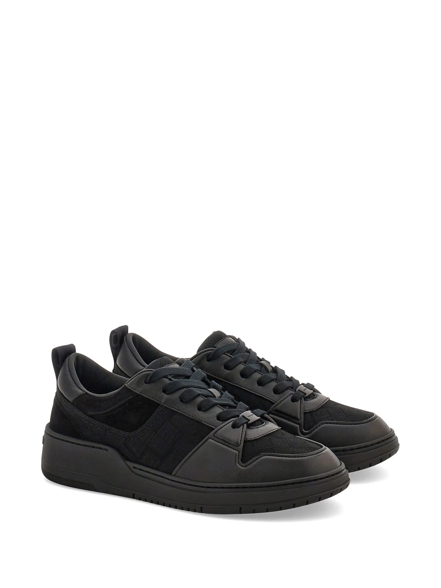 panelled leather sneakers