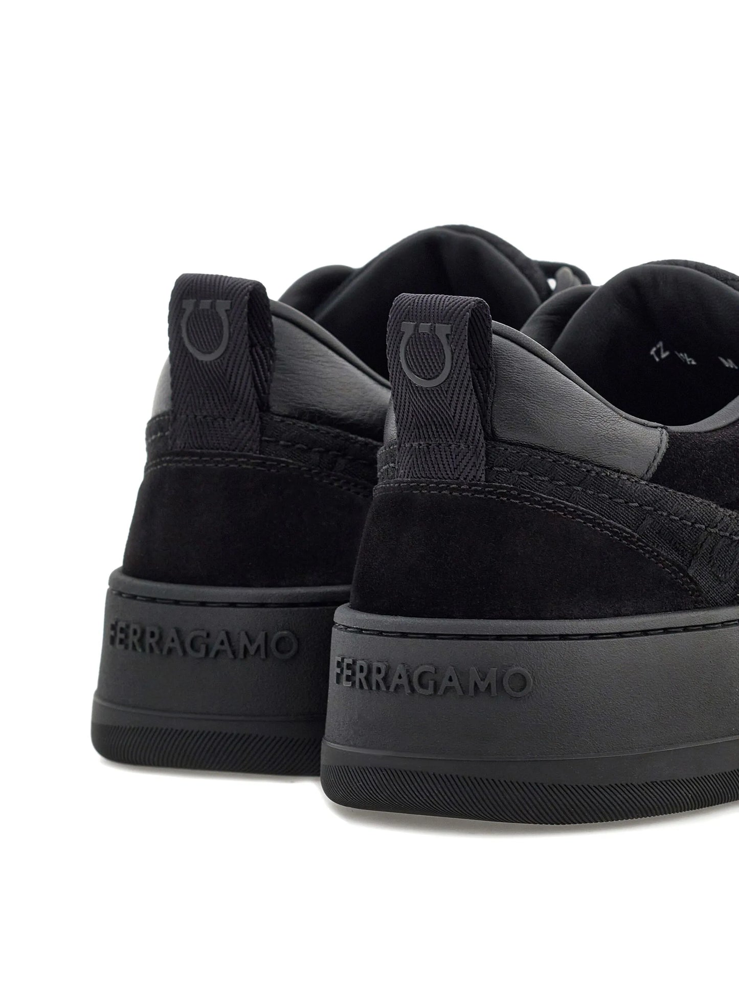 panelled leather sneakers