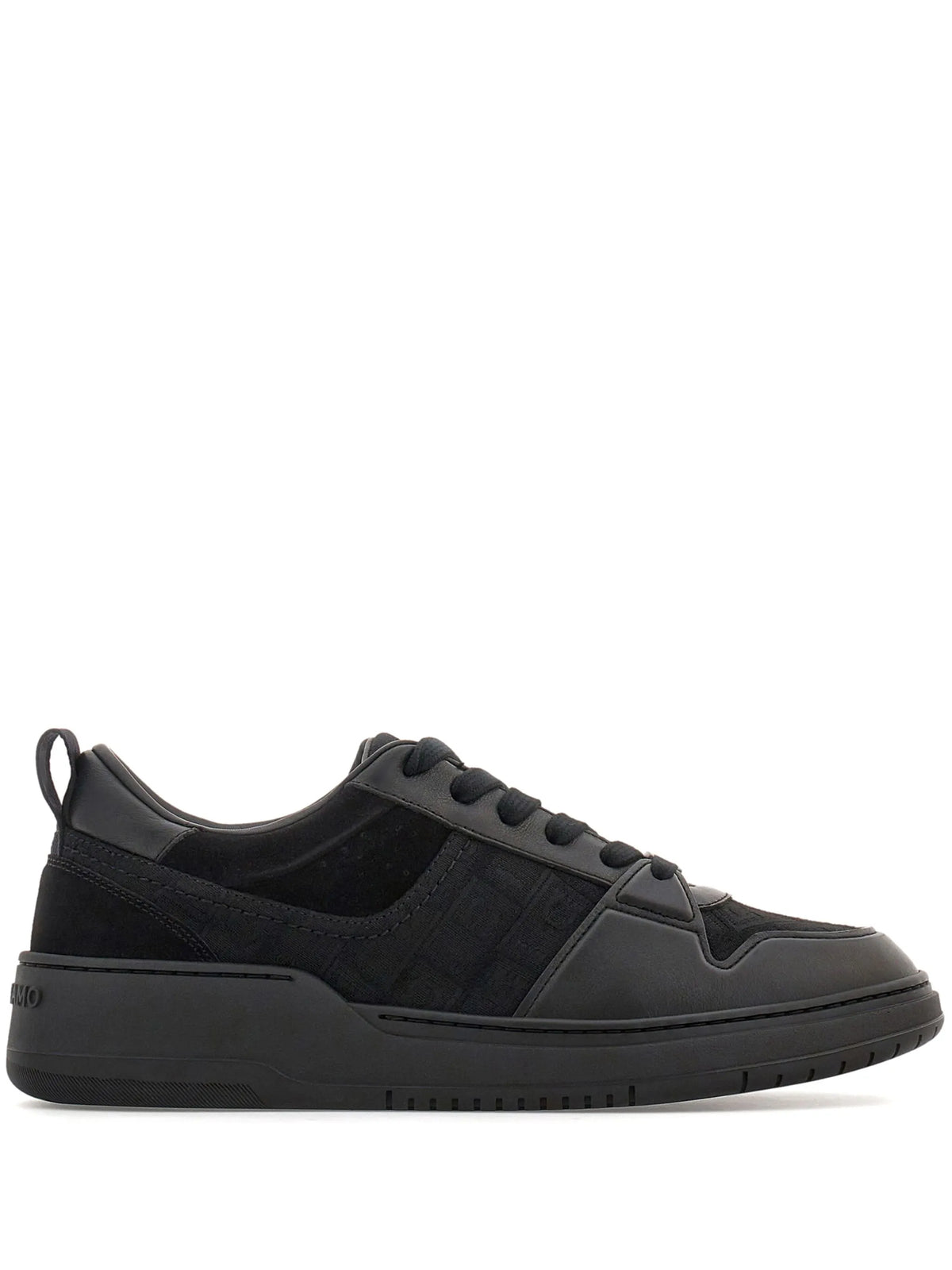 panelled leather sneakers