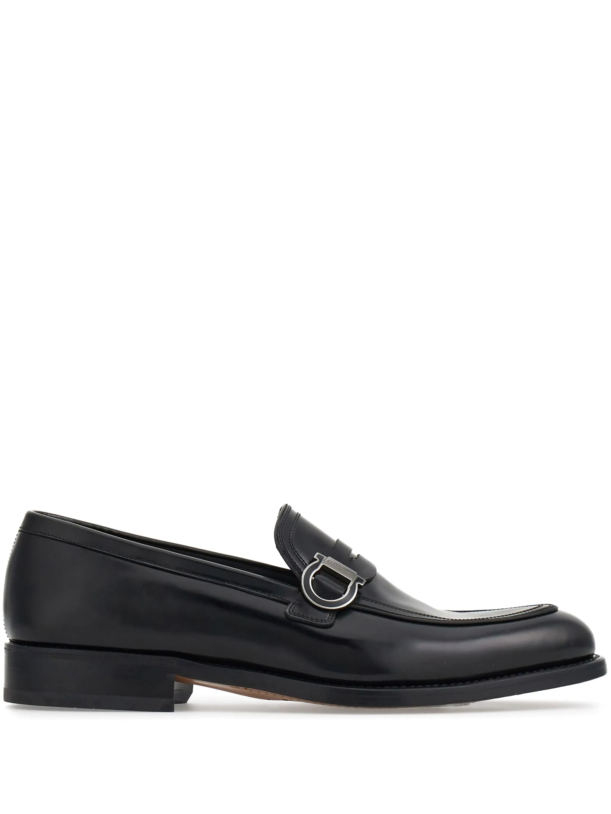 Gancini-plaque leather mocassins