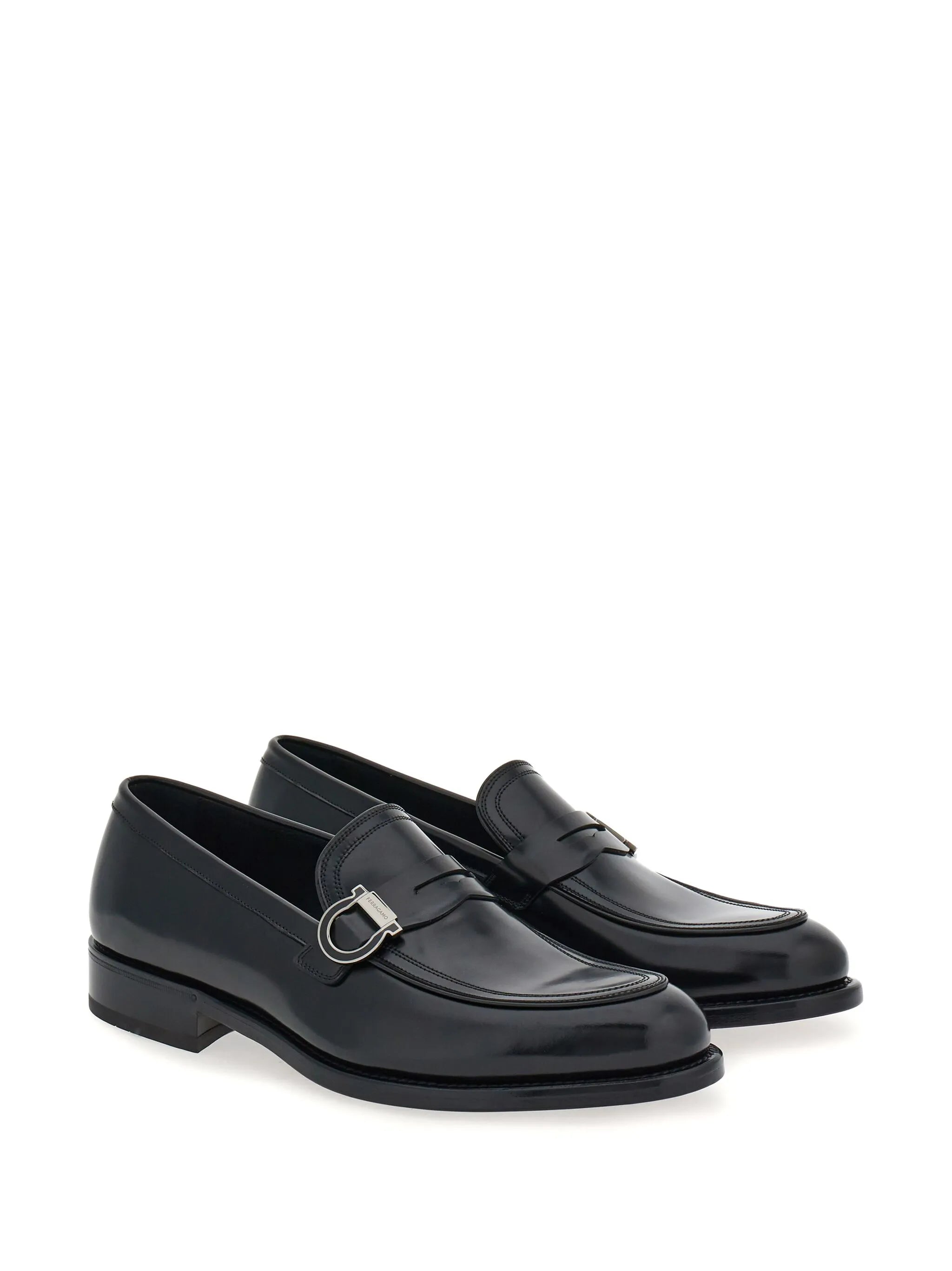Gancini-plaque leather mocassins