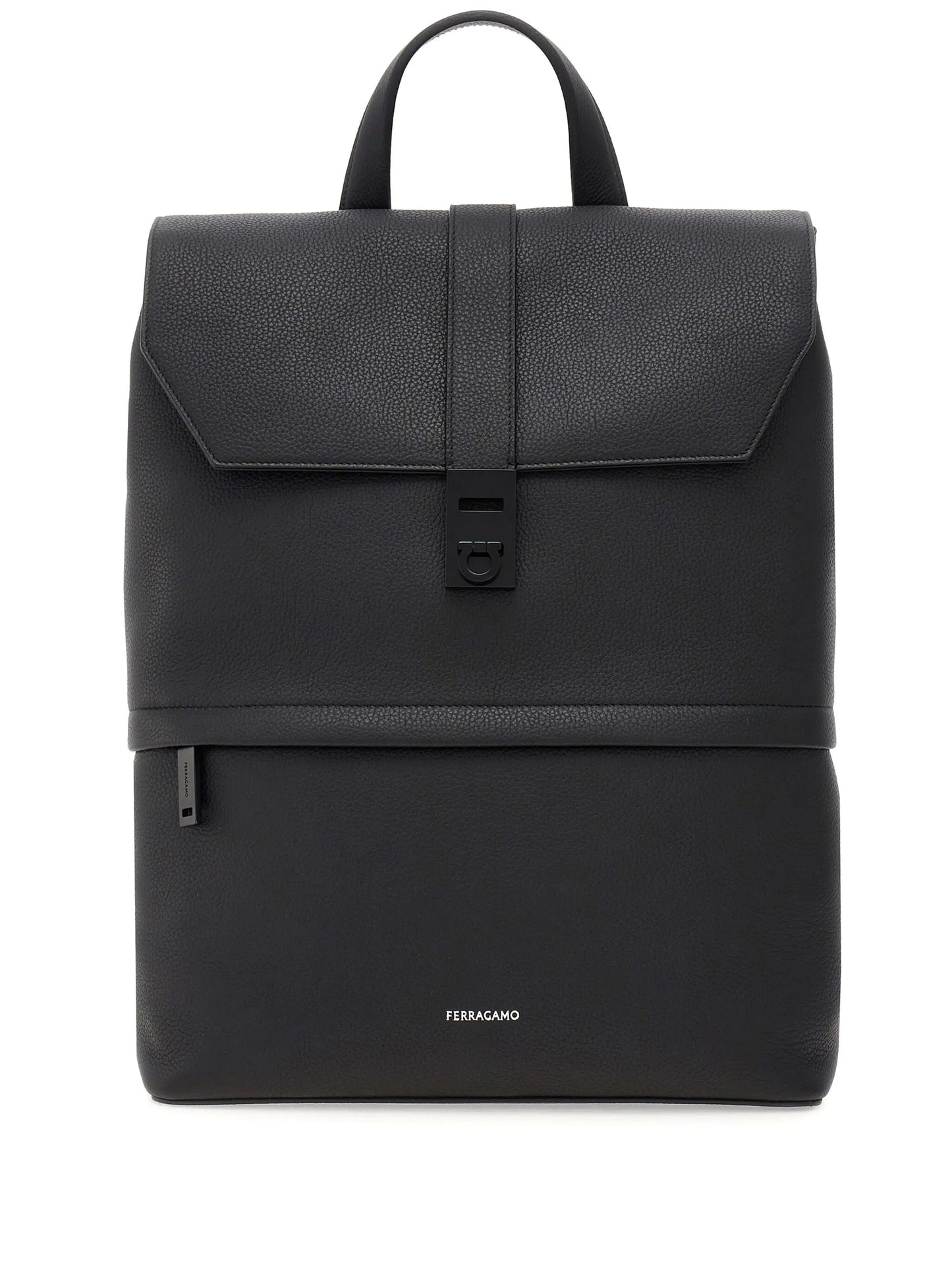 Hug-buckle leather backpack