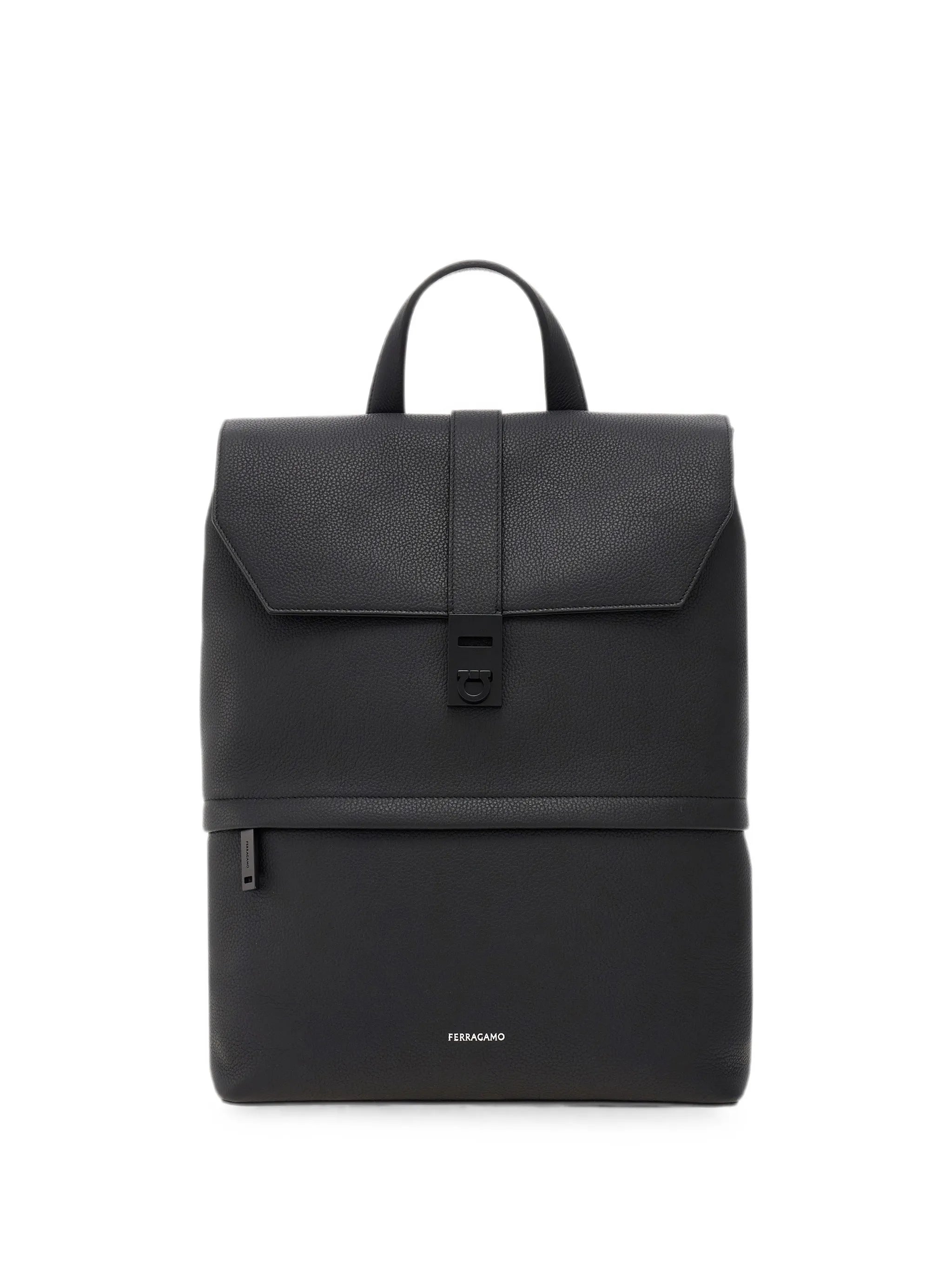 Hug-buckle leather backpack