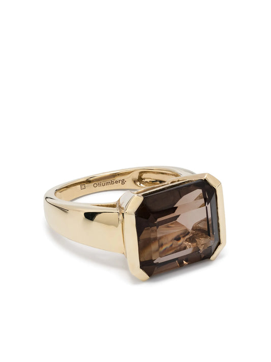 9kt yellow gold Domino quartz solitaire ring