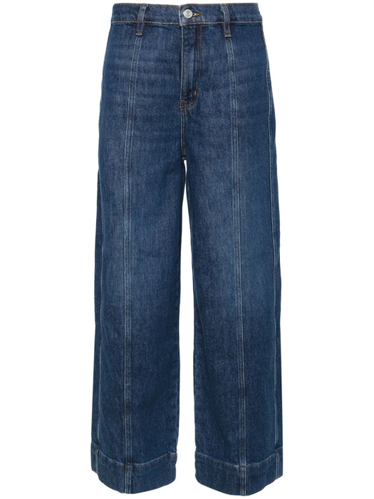 Seamed high-rise wide-leg jeans