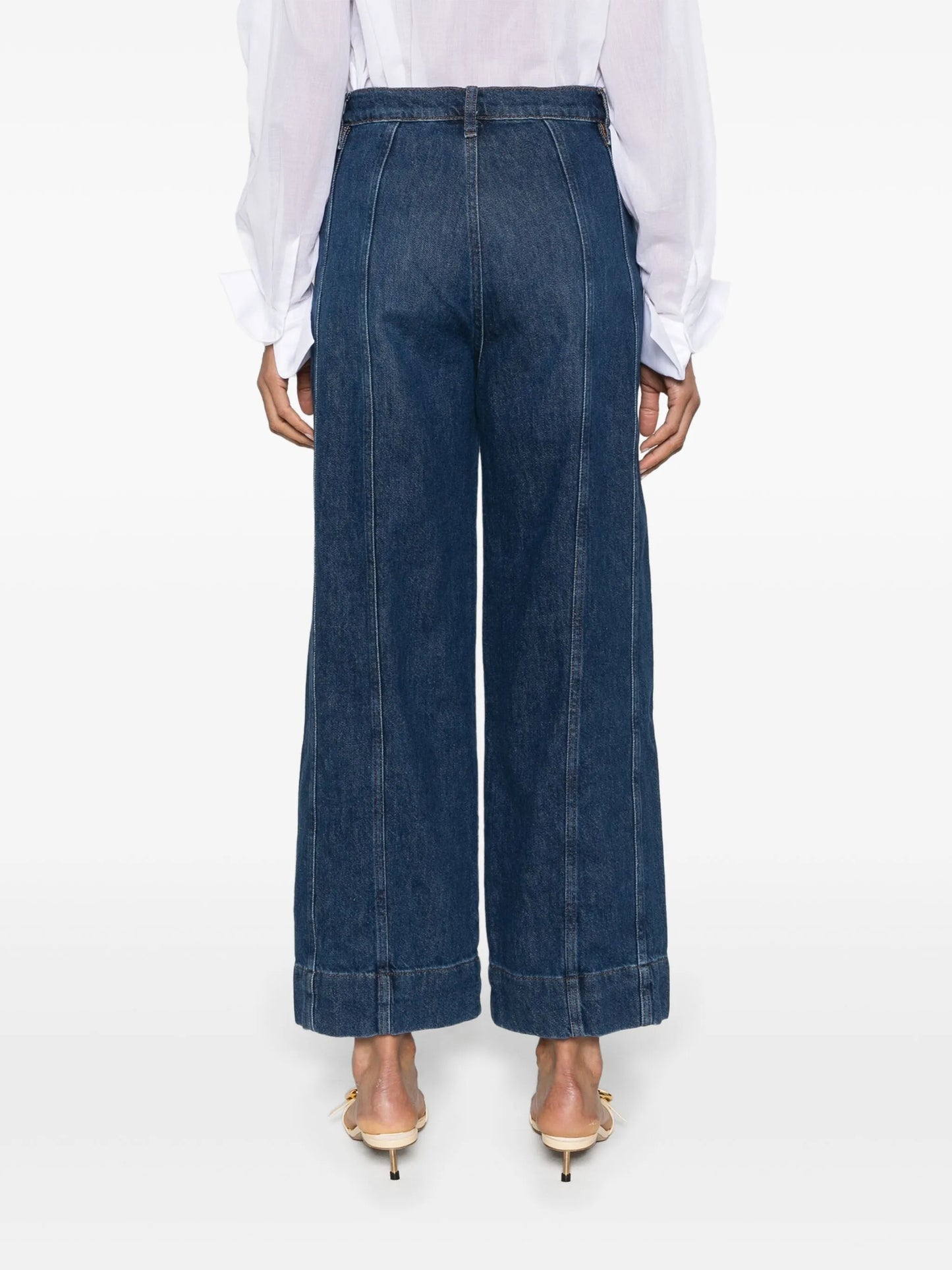Seamed high-rise wide-leg jeans