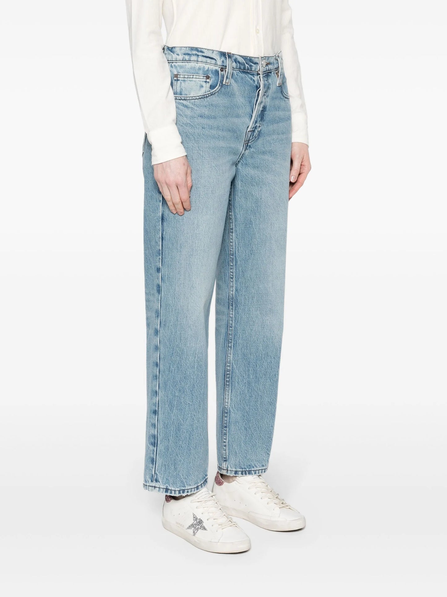 Slouchy mid-rise straight-leg jeans