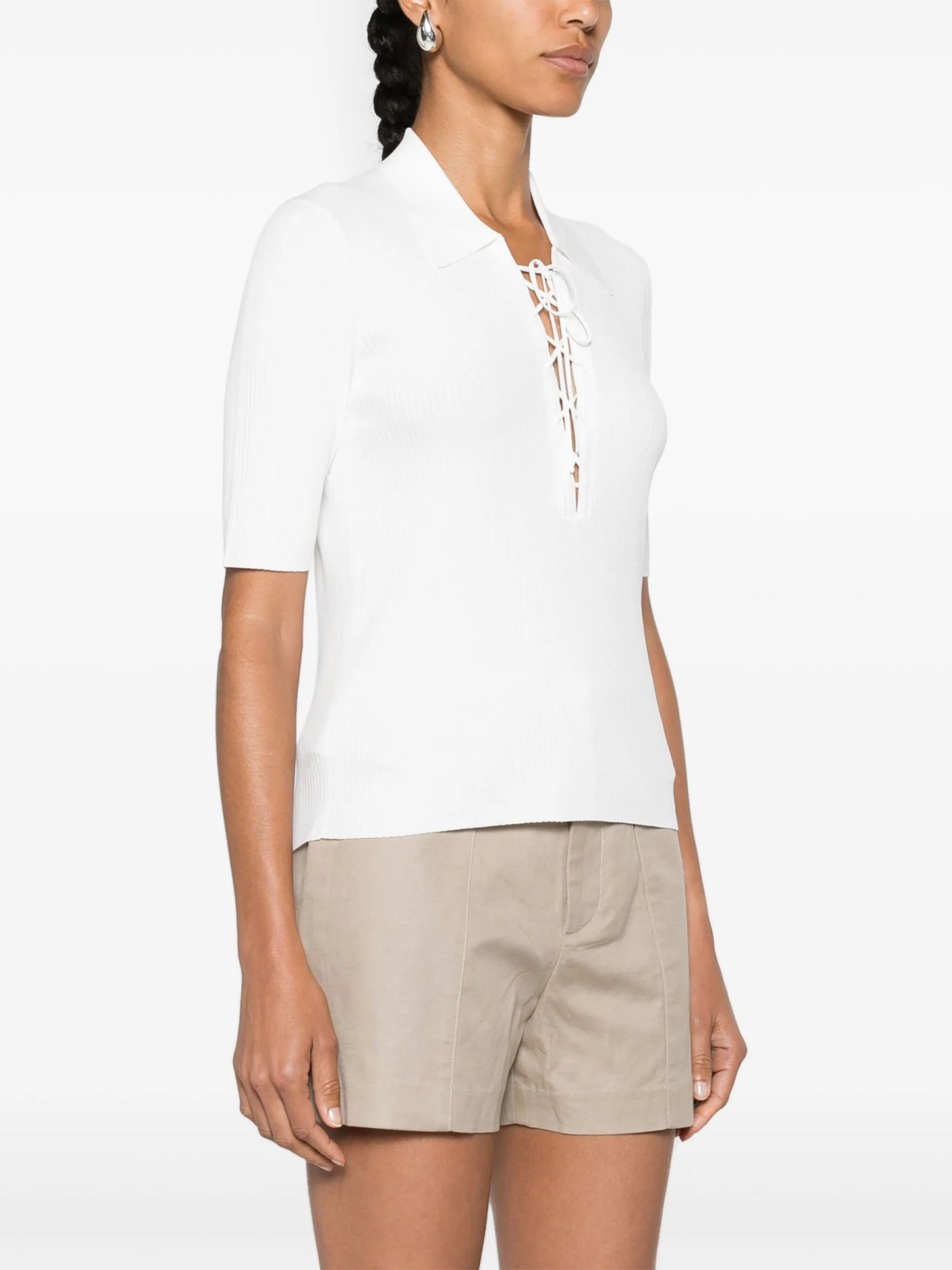 lace-up ribbed top