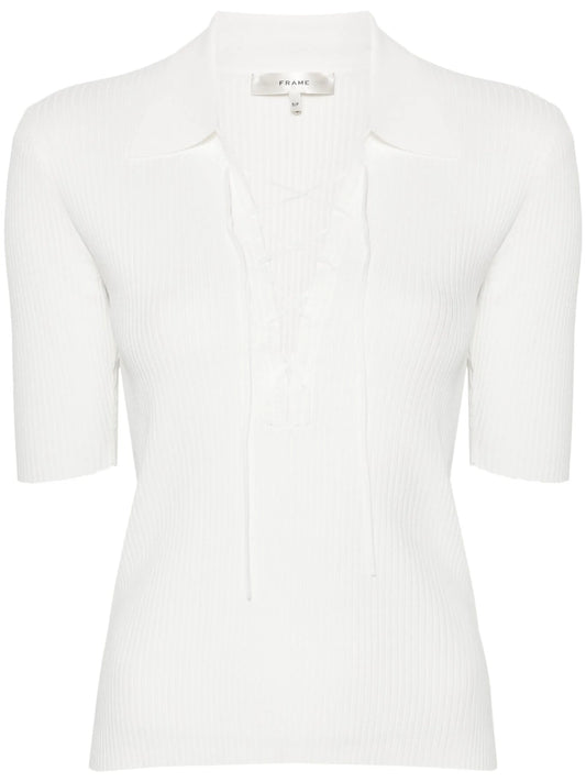 lace-up ribbed top