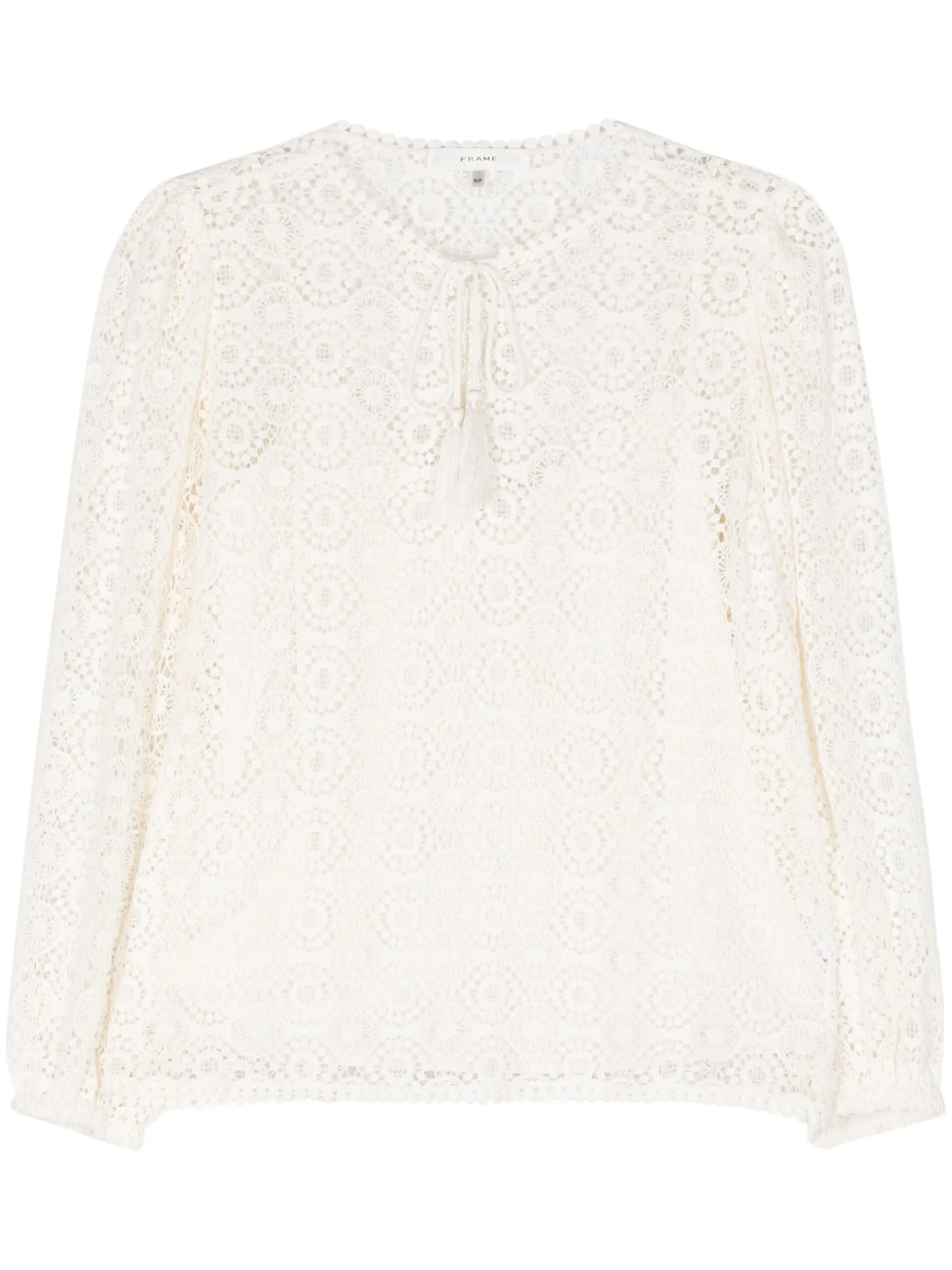 tassel-detail guipure-lace blouse