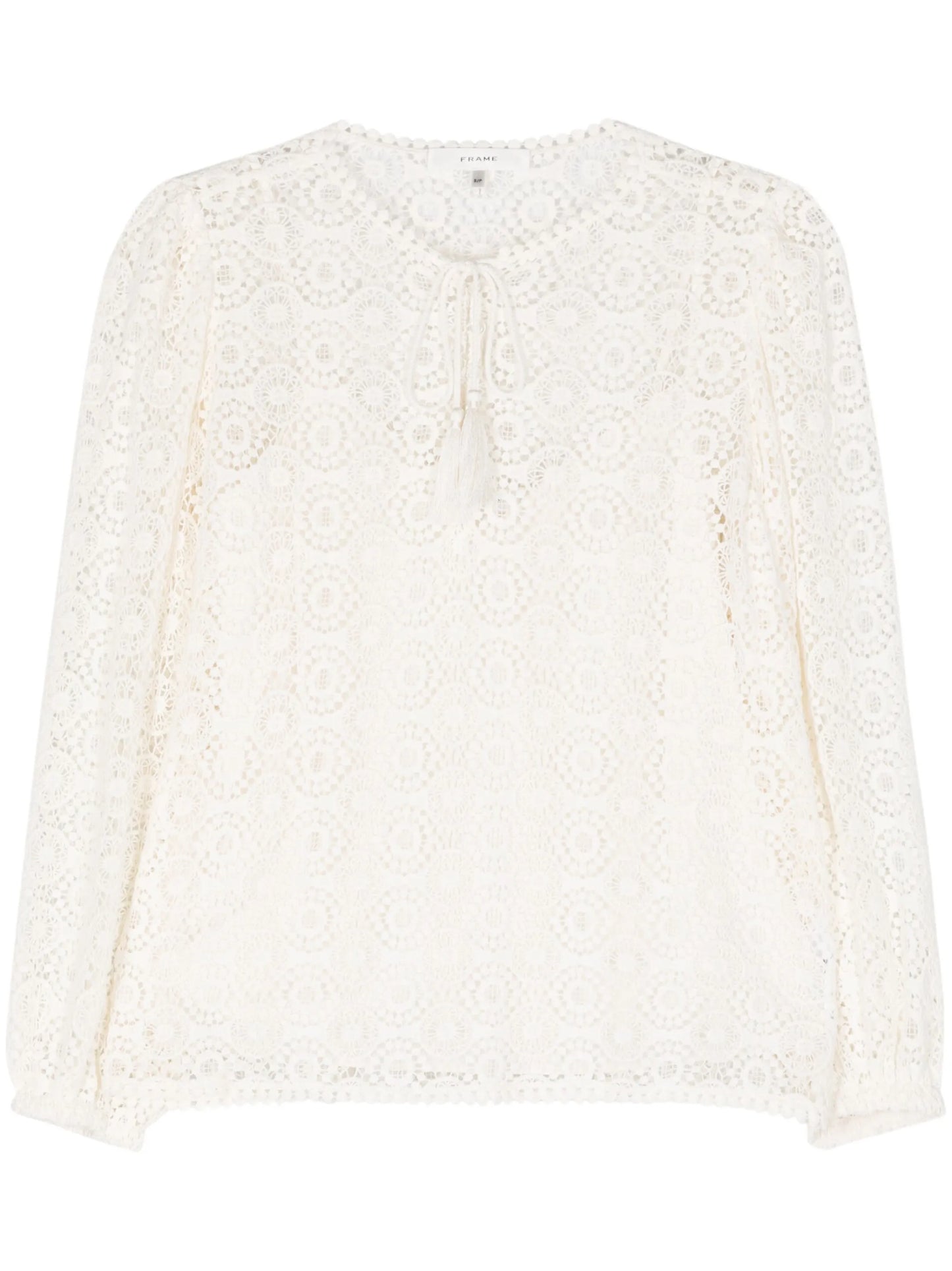 tassel-detail guipure-lace blouse