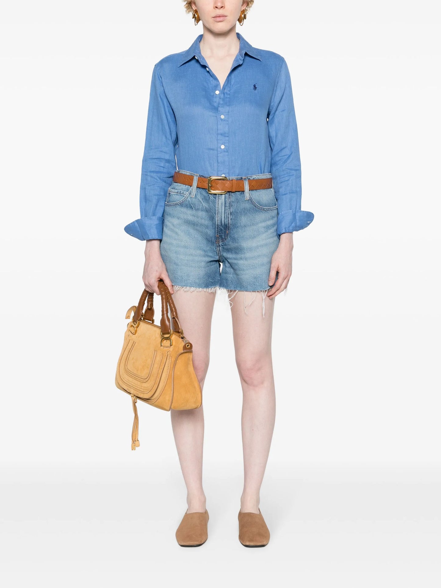 Vintage raw-cut denim shorts