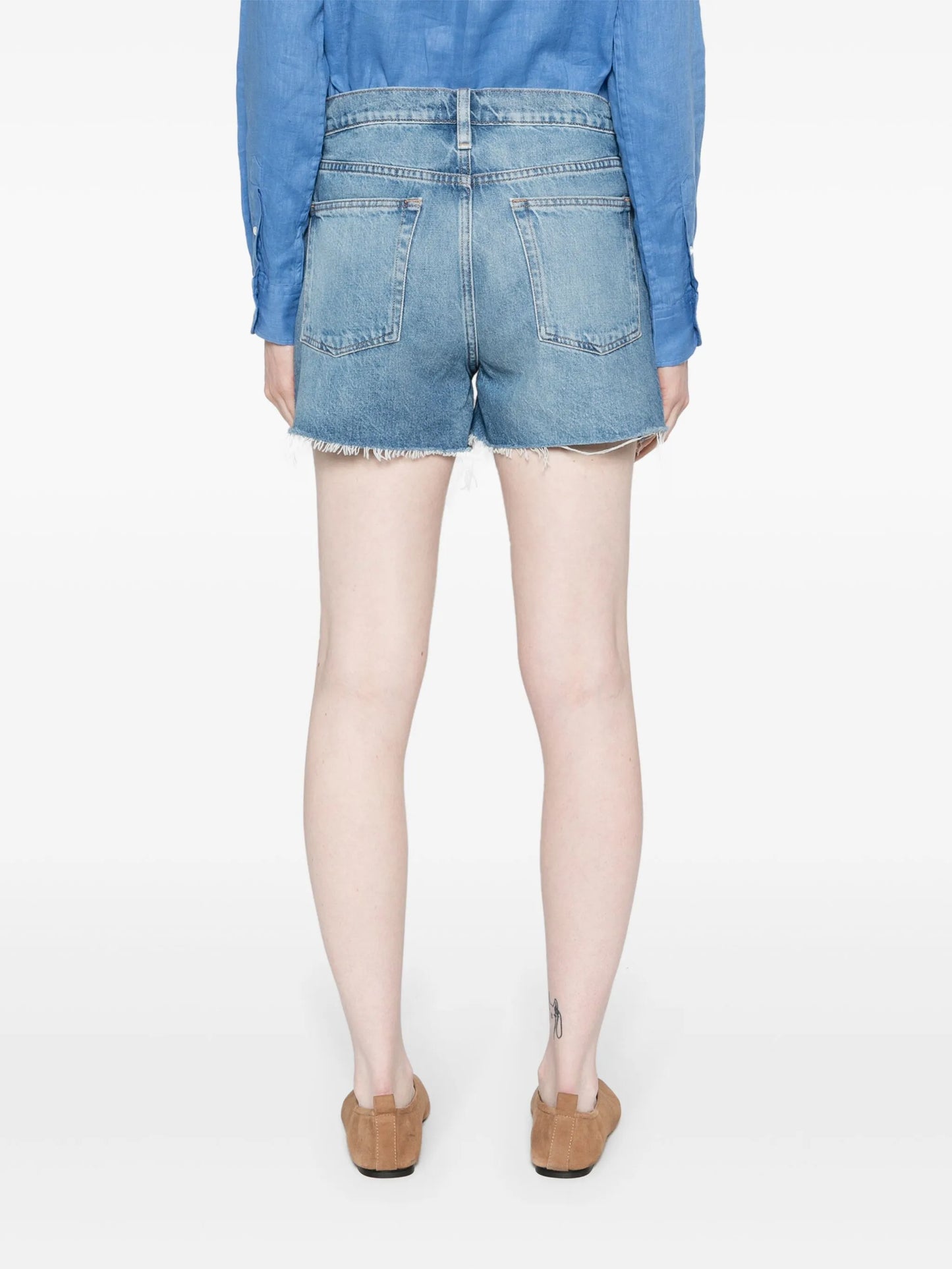Vintage raw-cut denim shorts