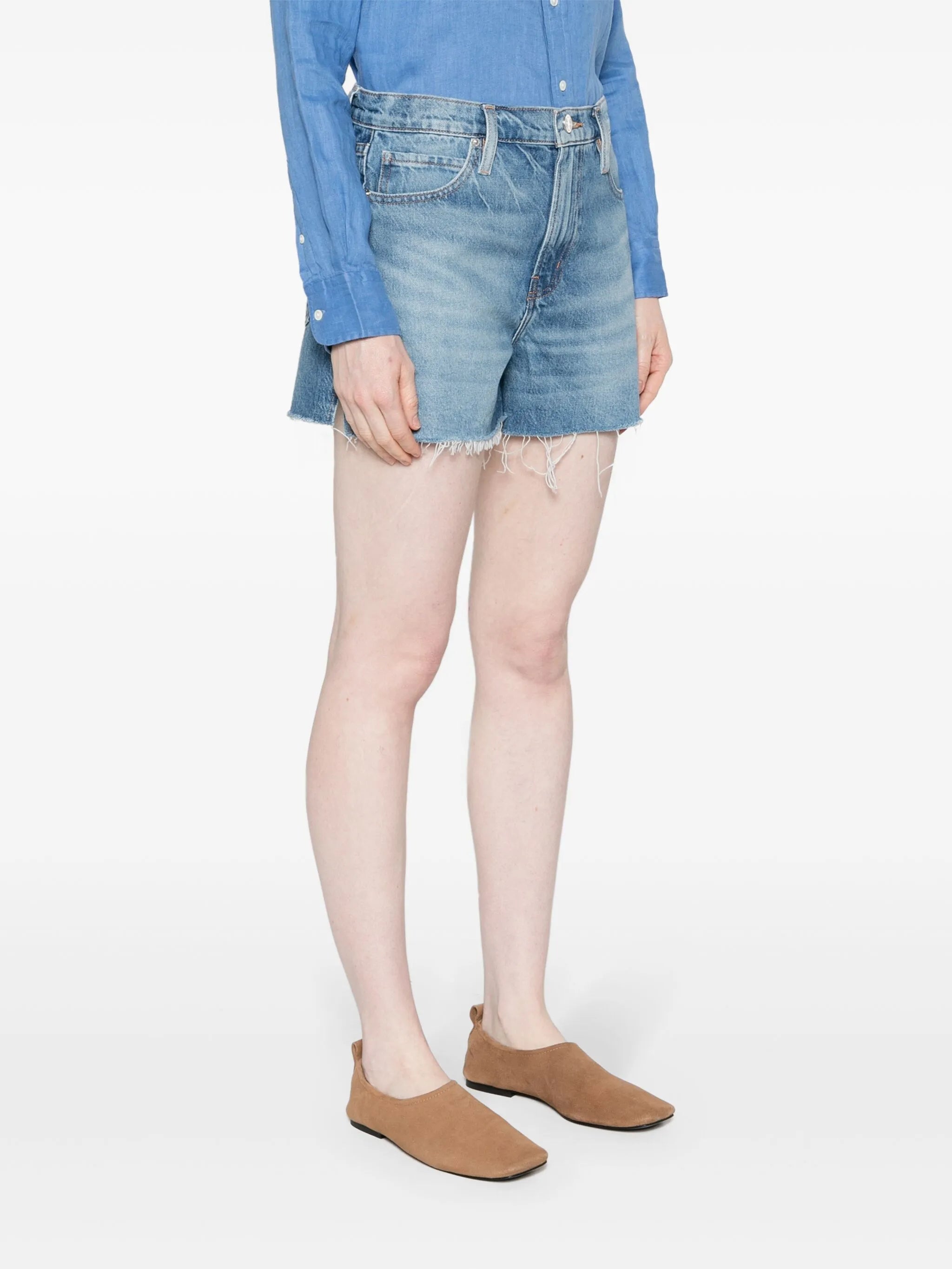 Vintage raw-cut denim shorts