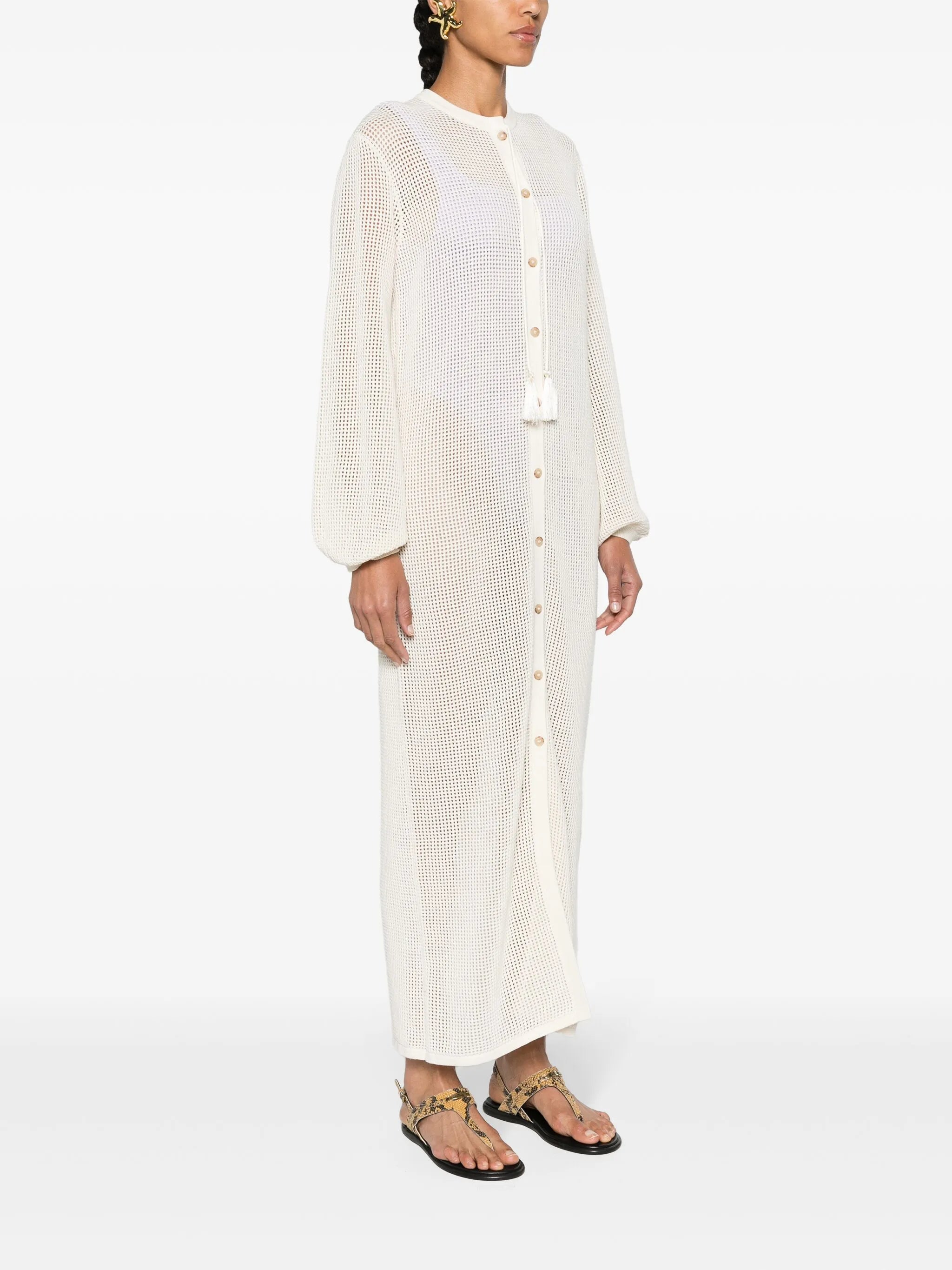 crochet-knit maxi kaftan