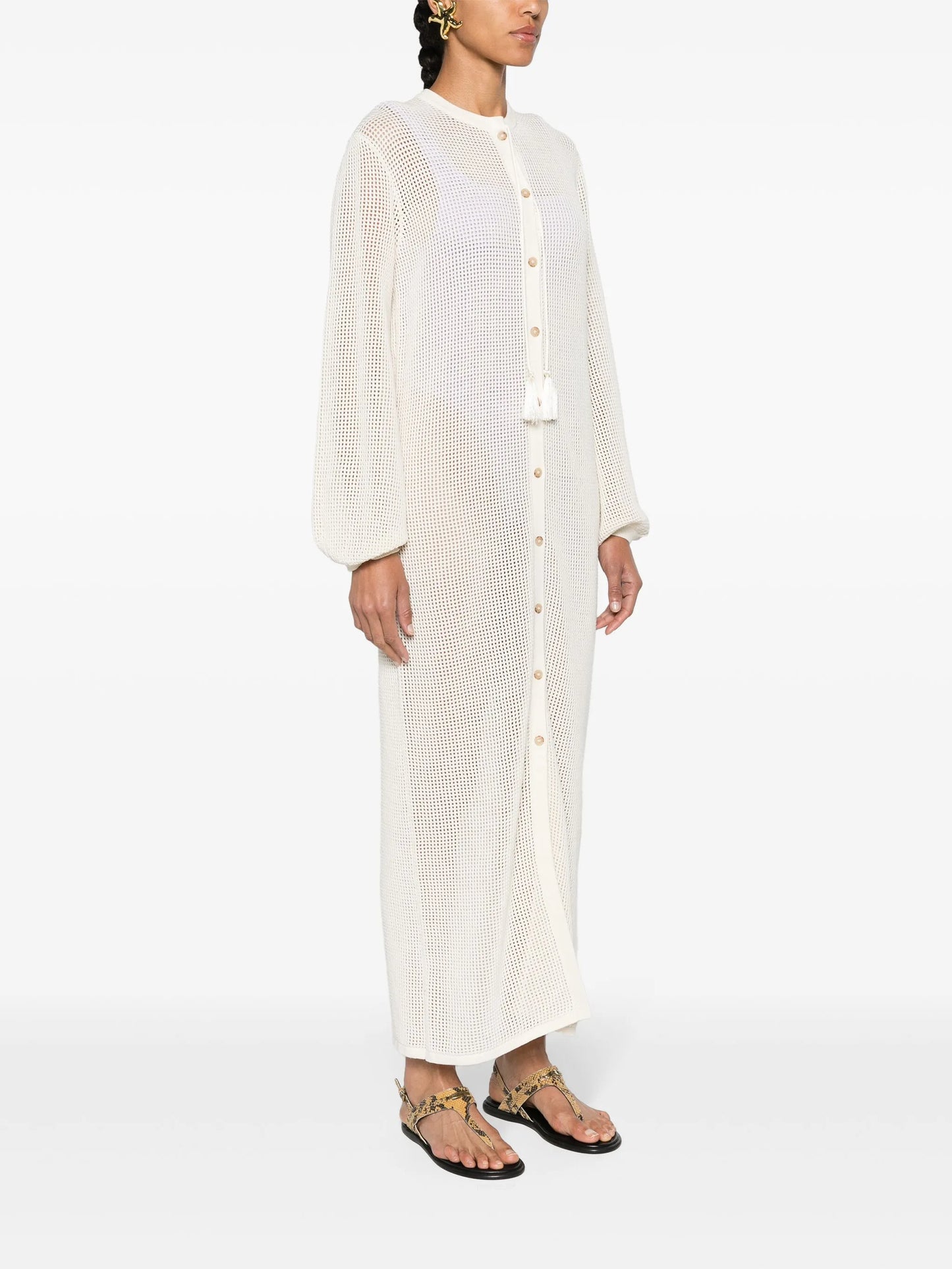 crochet-knit maxi kaftan