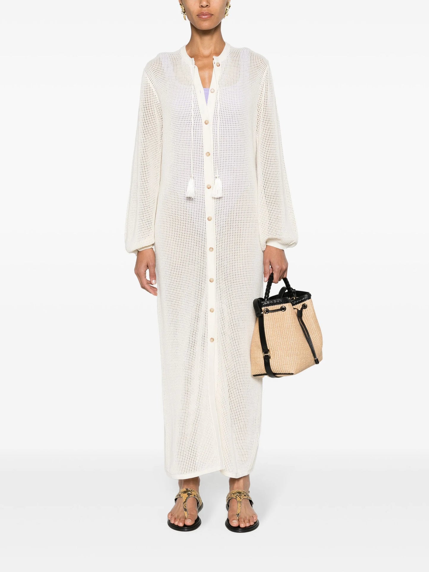 crochet-knit maxi kaftan
