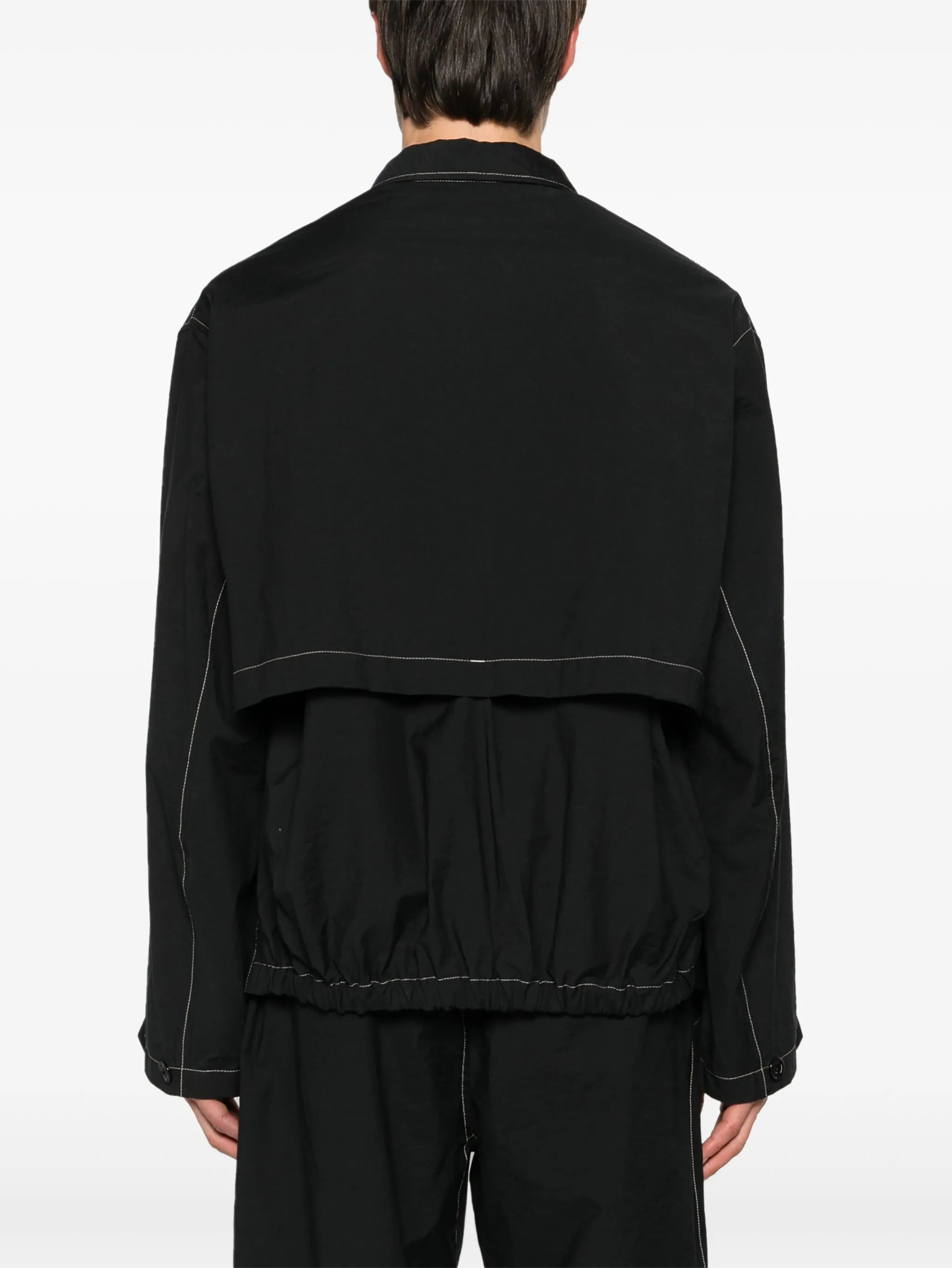 contrast-stitching cargo shirt jacket