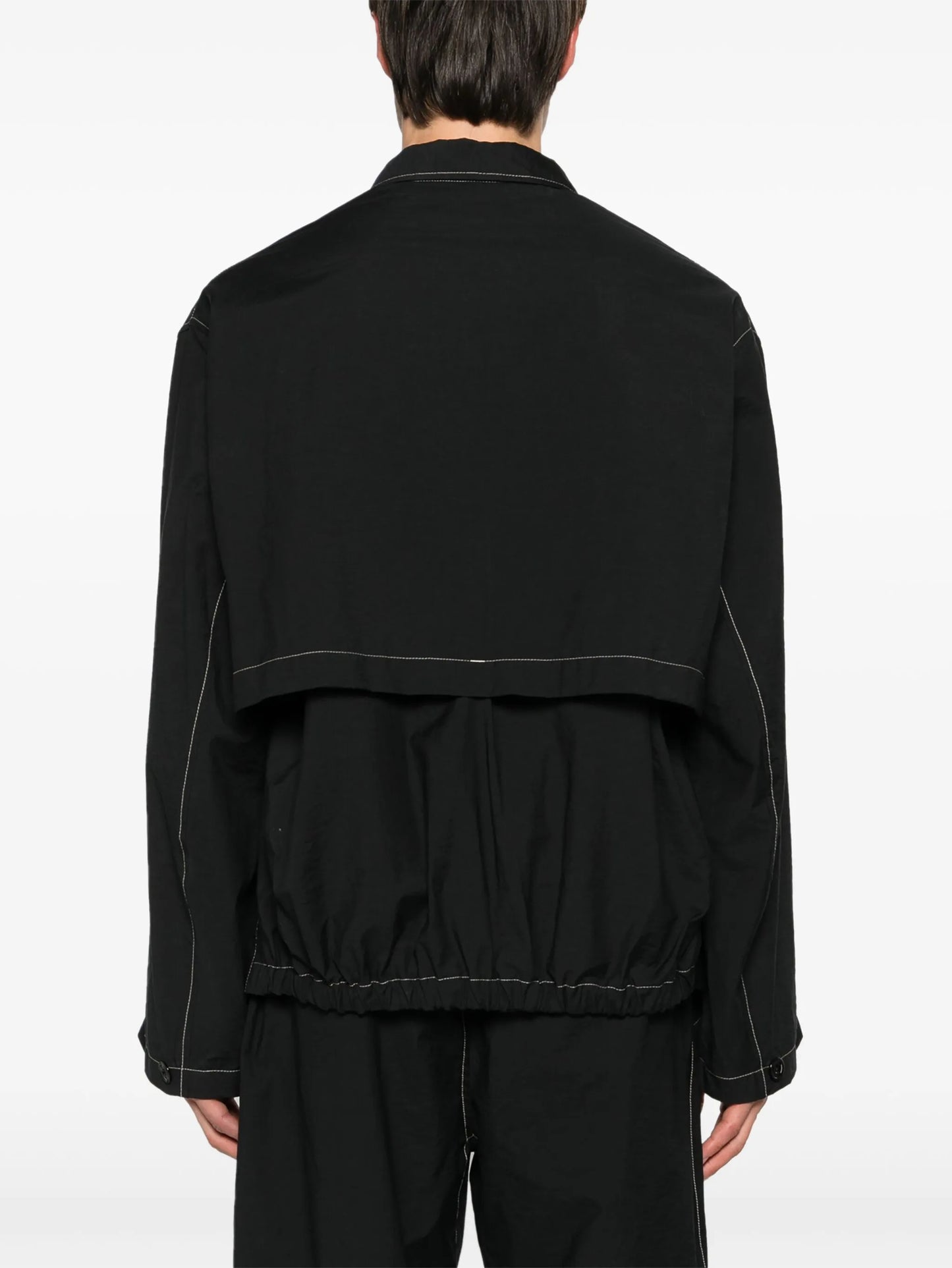 contrast-stitching cargo shirt jacket