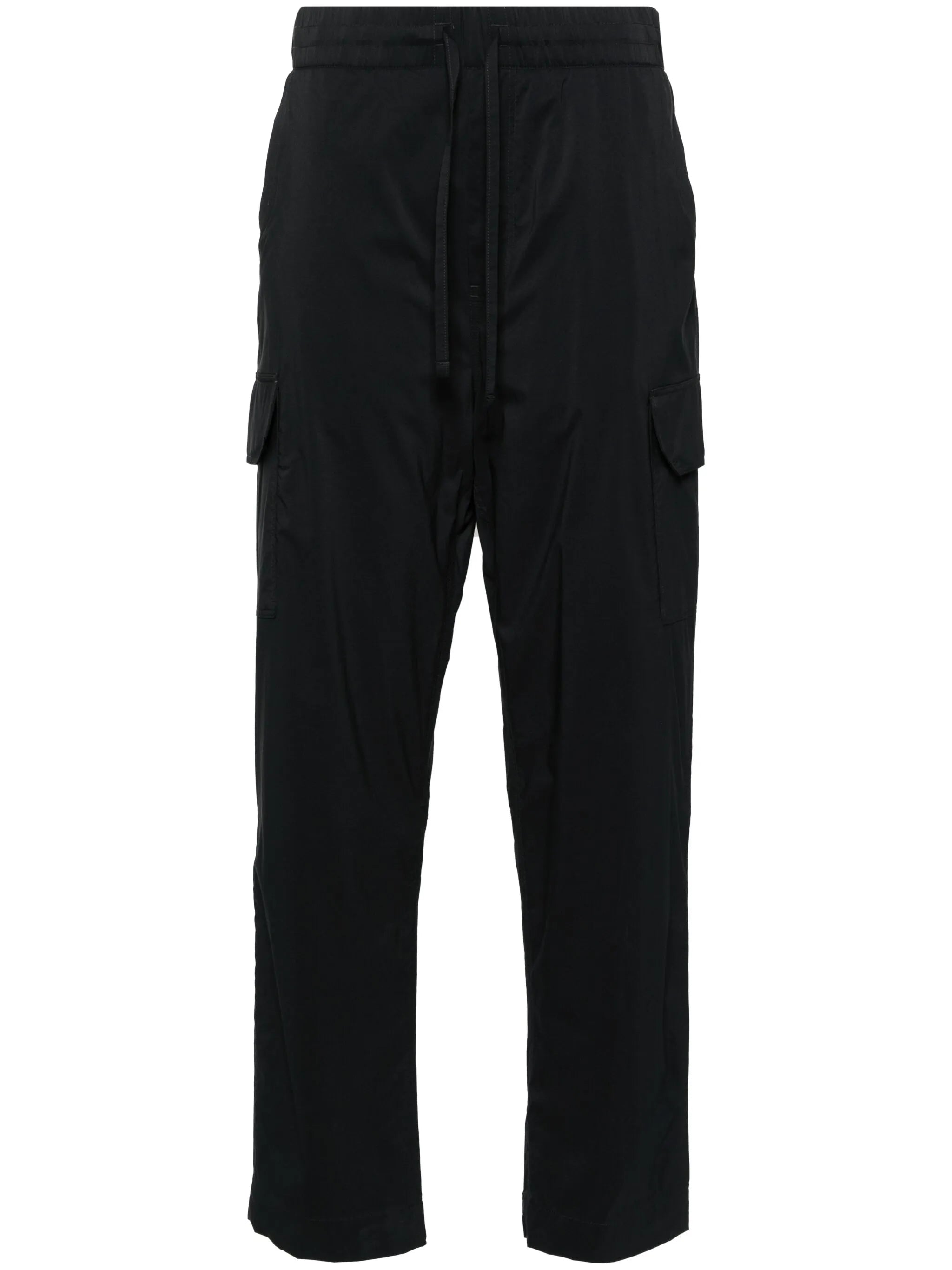 elasticated-waist straight-leg trousers