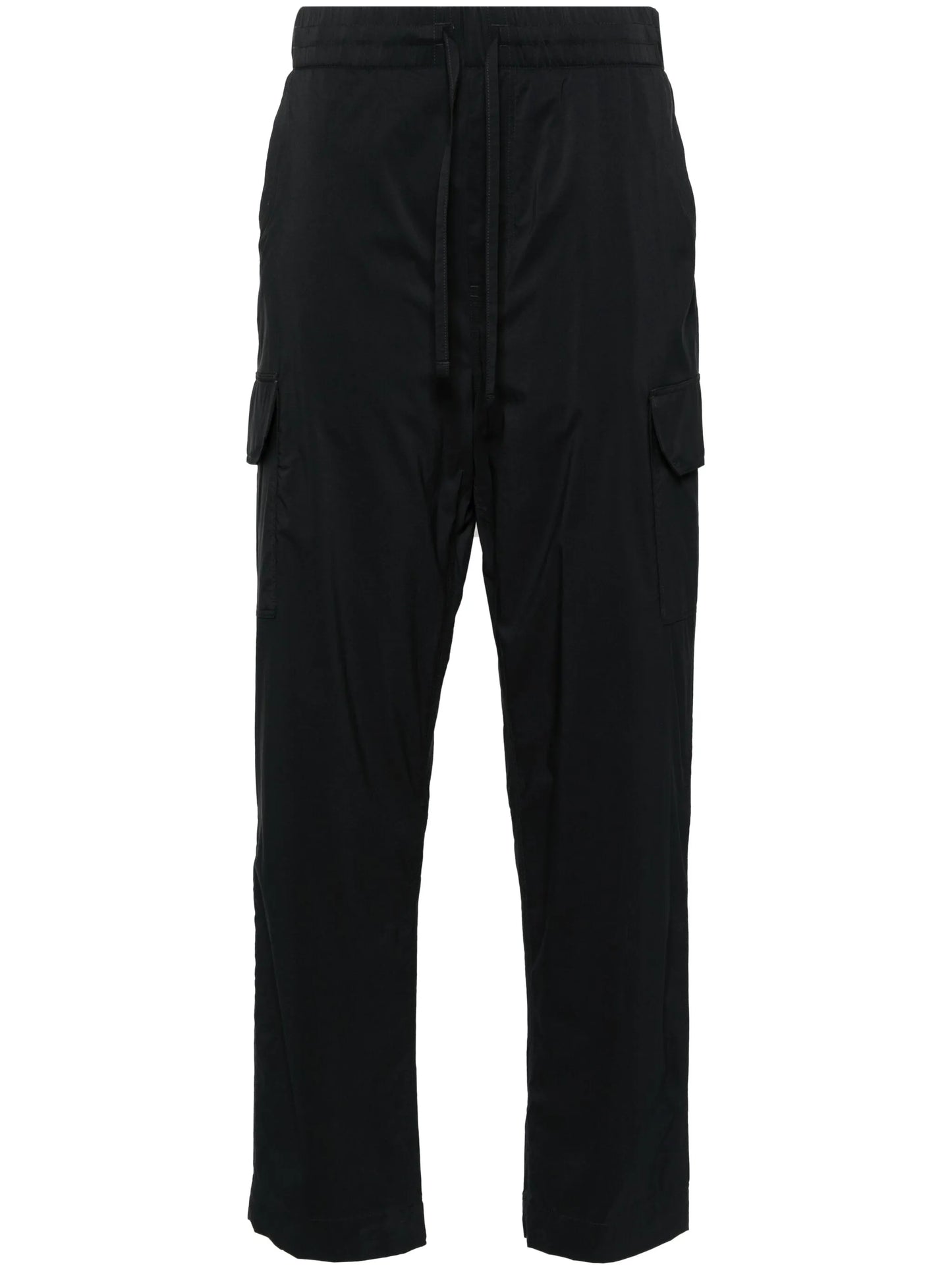 elasticated-waist straight-leg trousers
