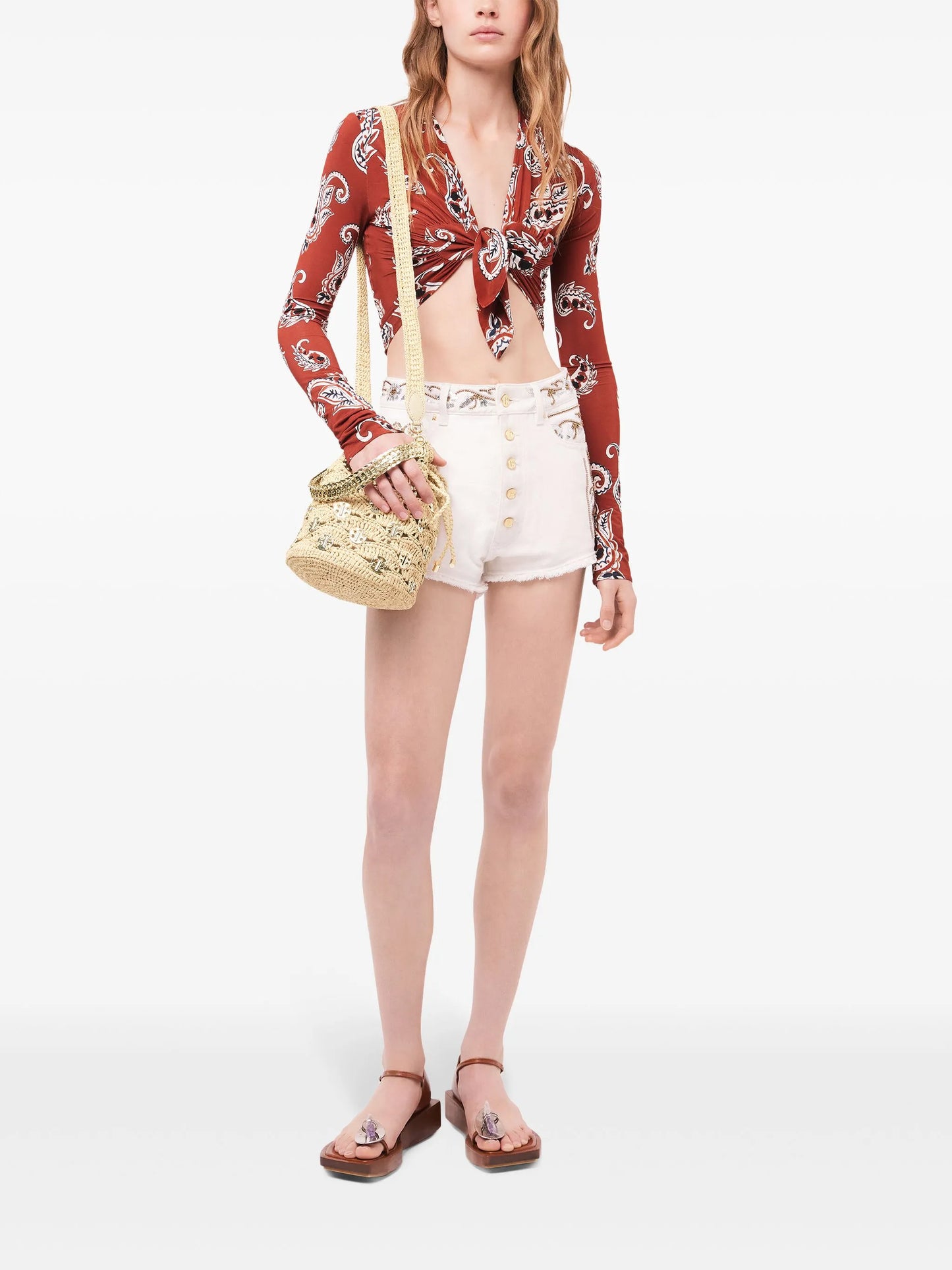 1969 Raphia Wave Paco bucket bag