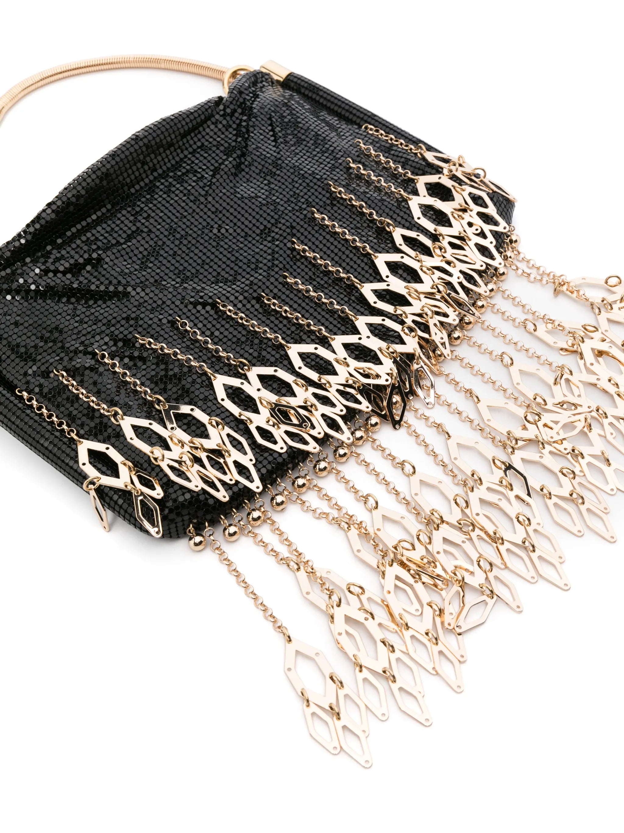 fringed chainmail shoulder bag