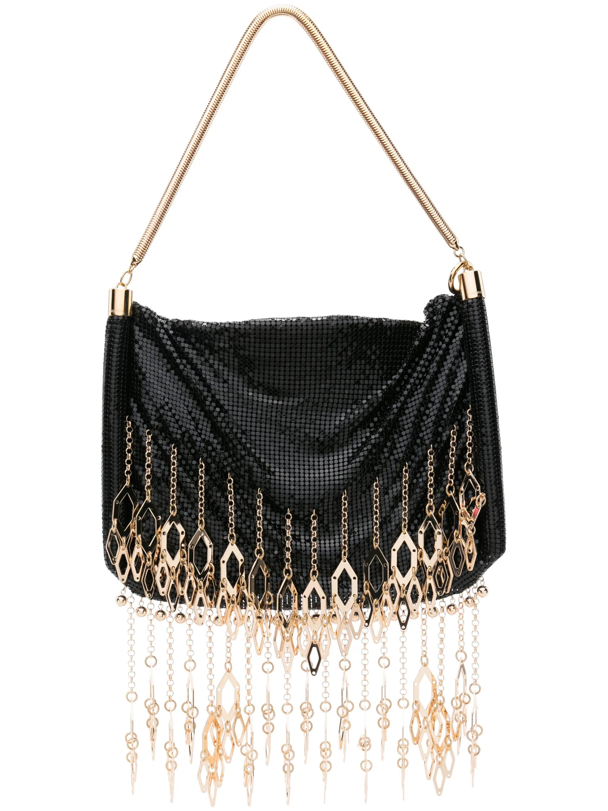 fringed chainmail shoulder bag