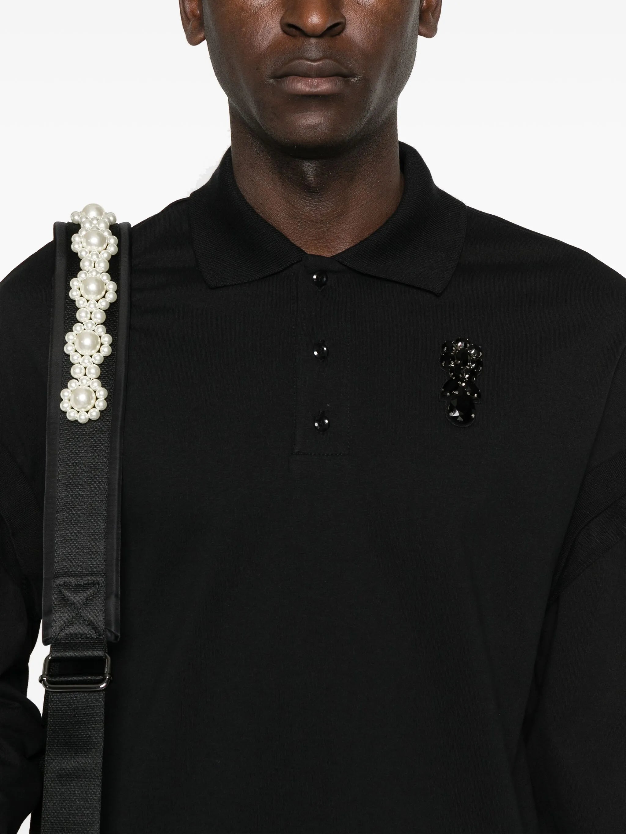 crystal-embellished cotton polo shirt