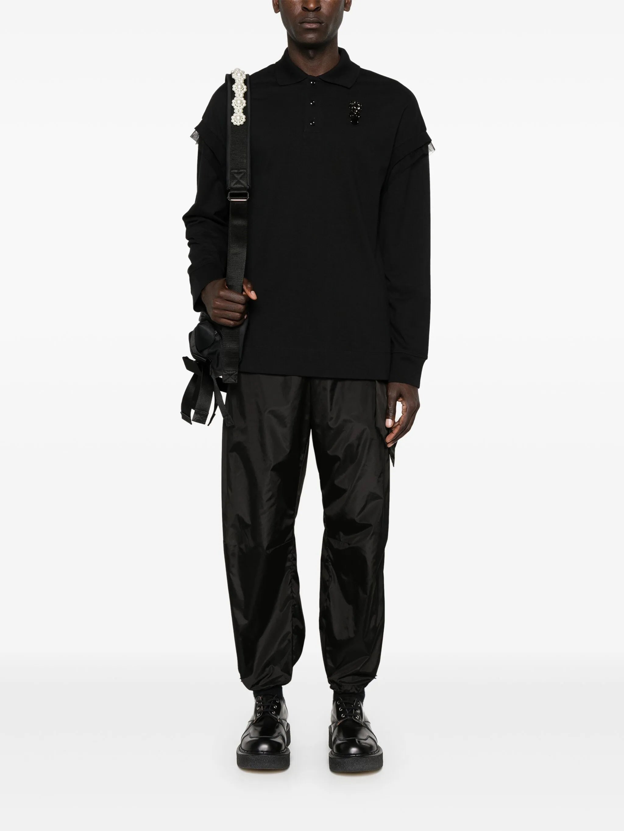 crystal-embellished cotton polo shirt