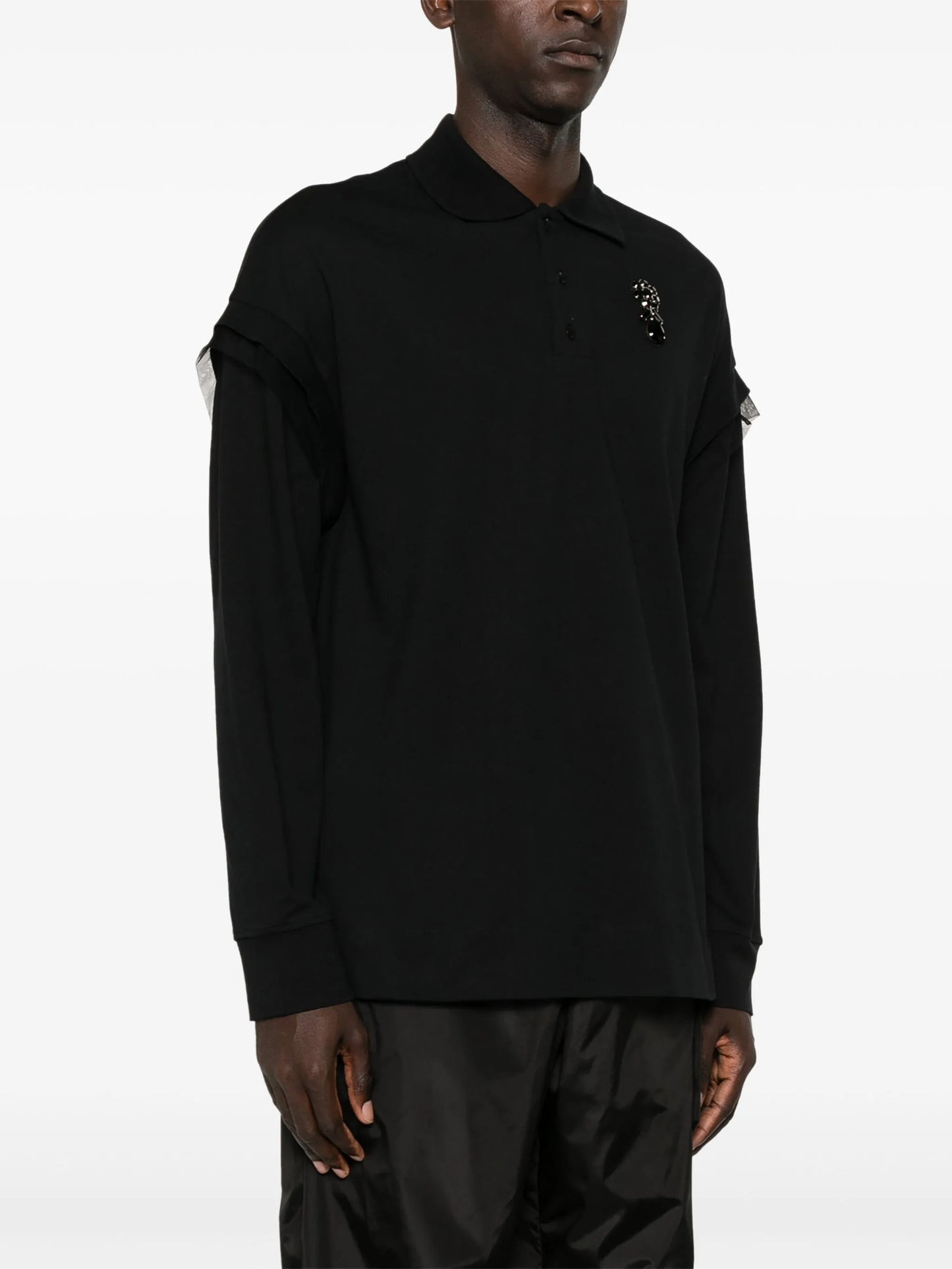 crystal-embellished cotton polo shirt