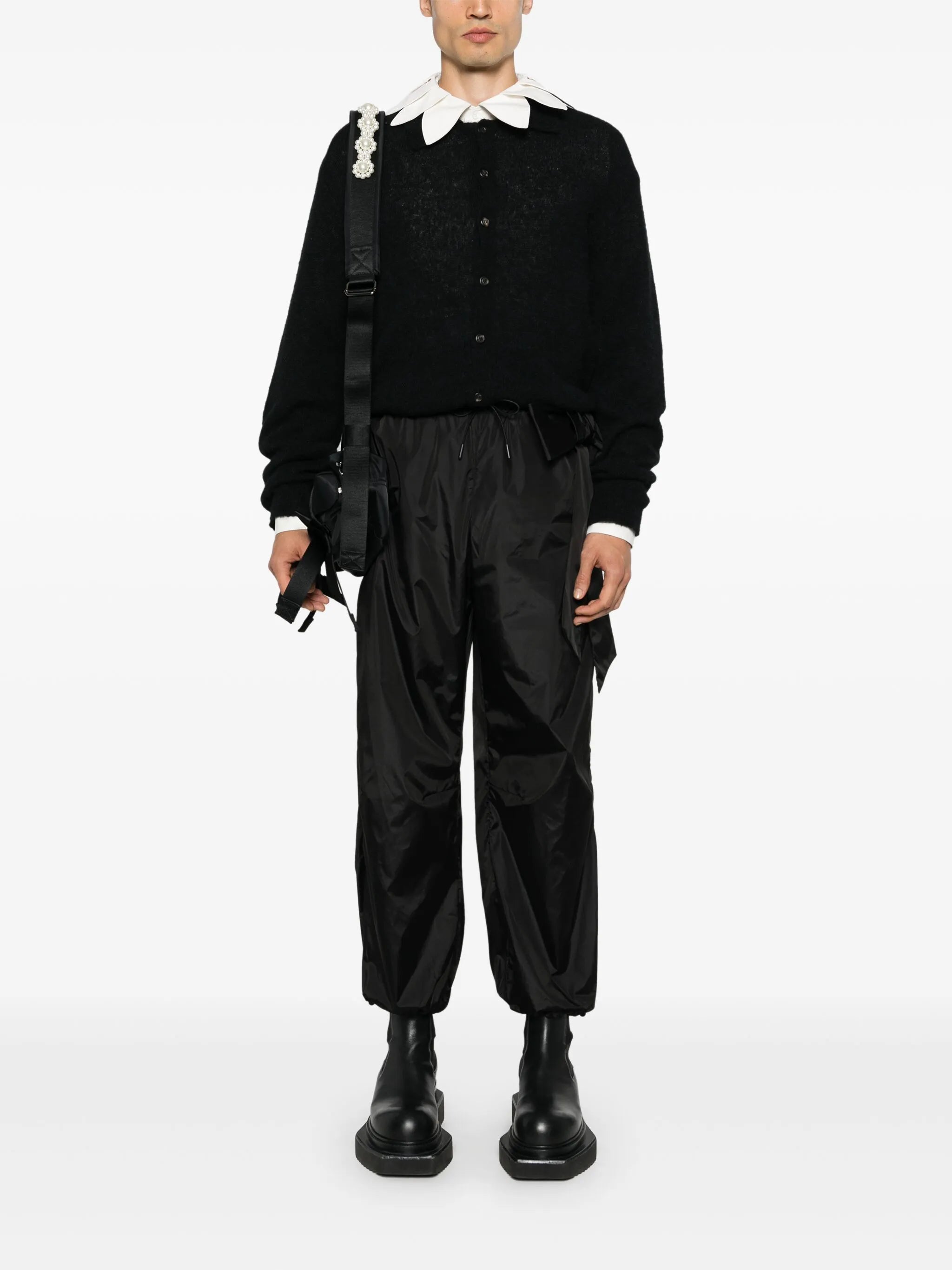 oversized-bow tapered trousers