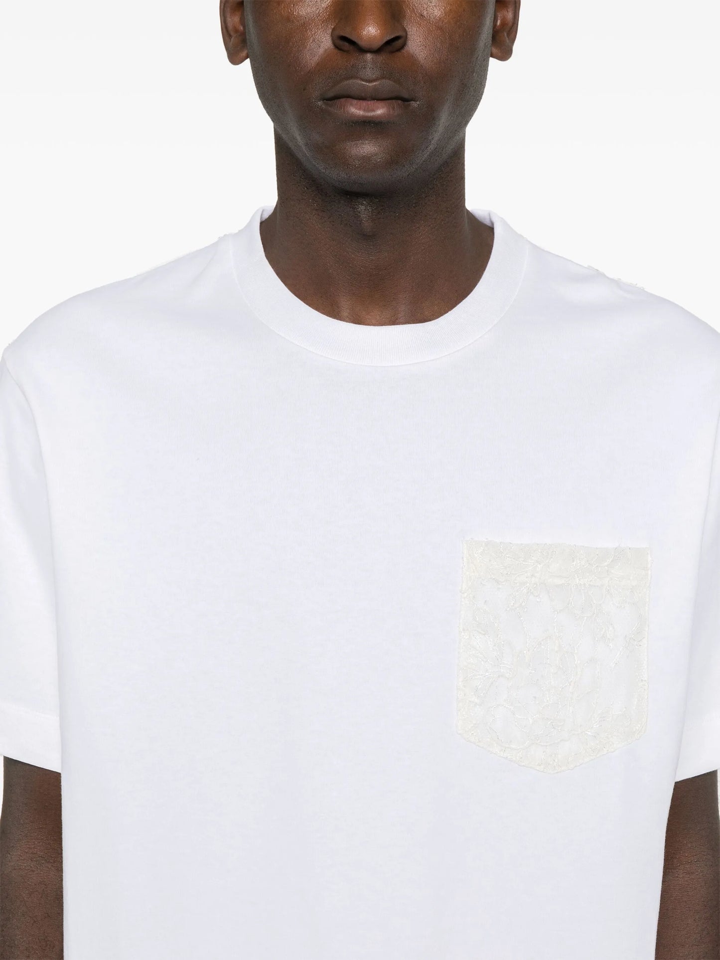 sheer lace-panel T-shirt