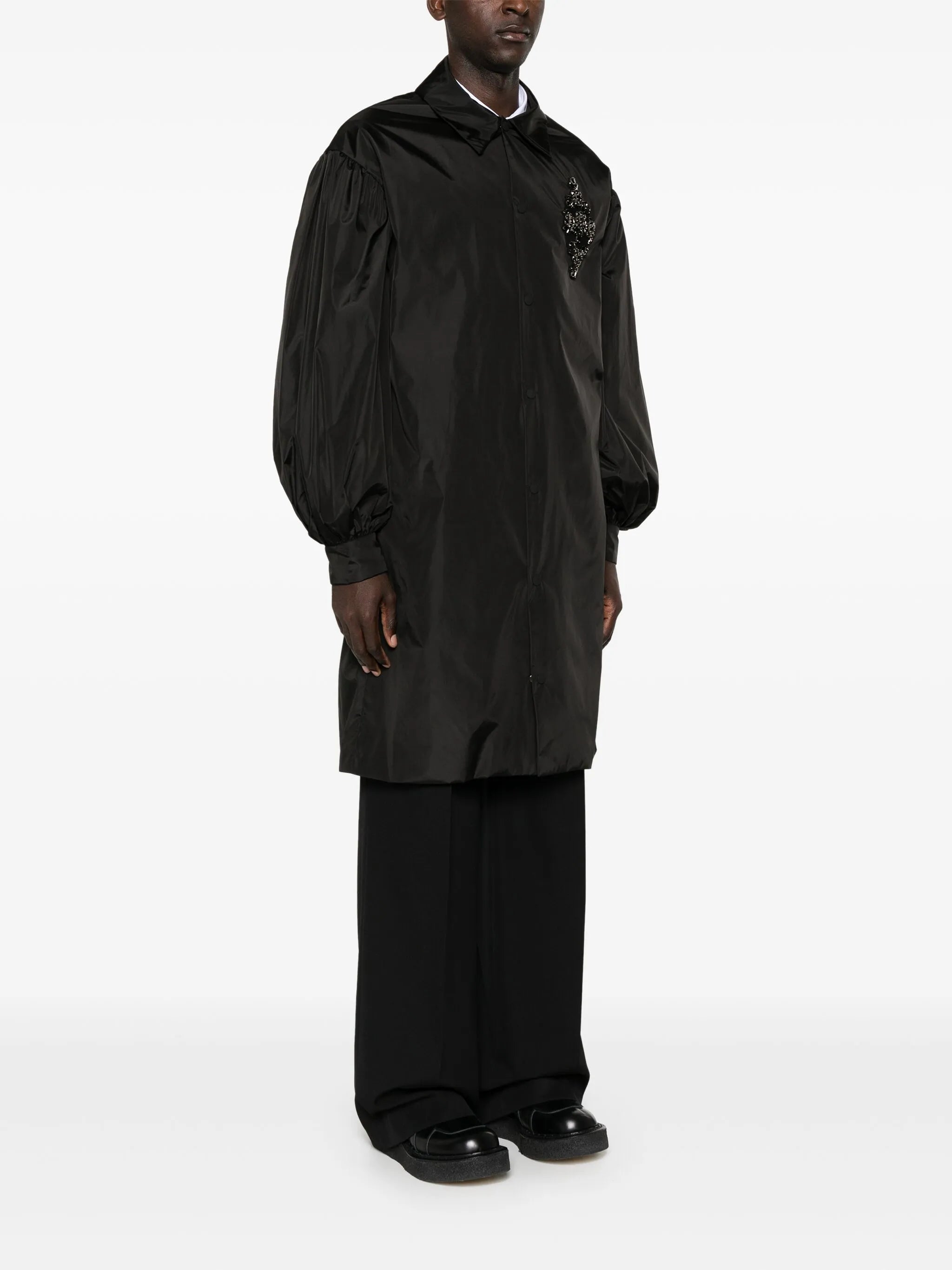crystal-appliqué midi coat