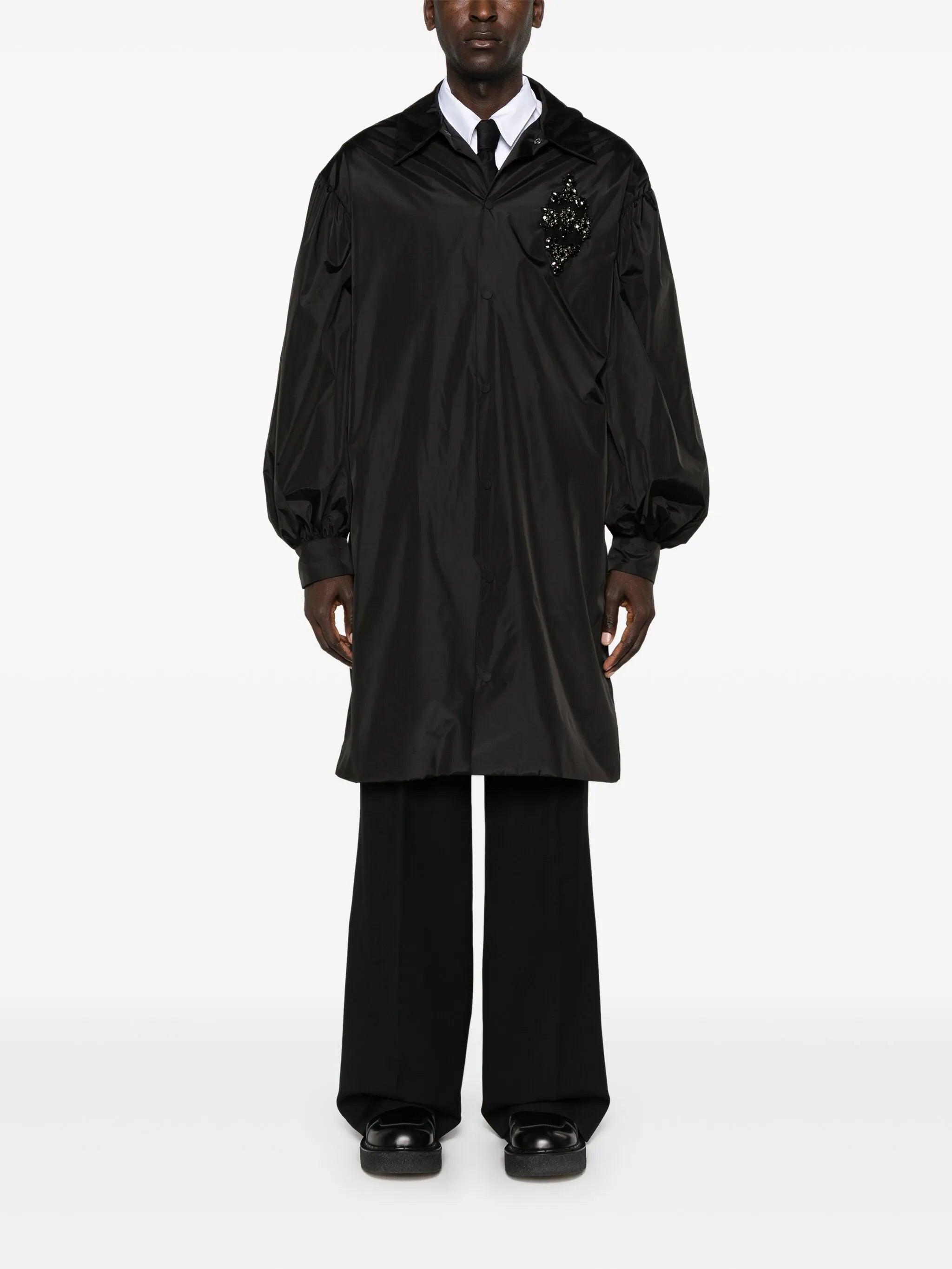 crystal-appliqué midi coat
