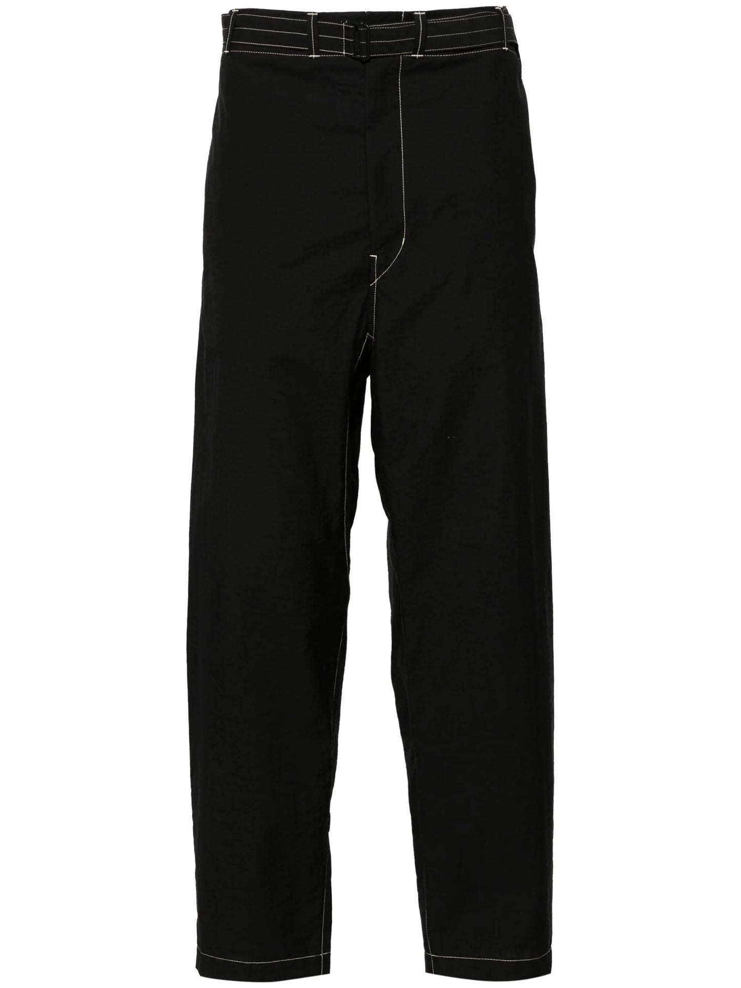 contrast-stitching belted trousers