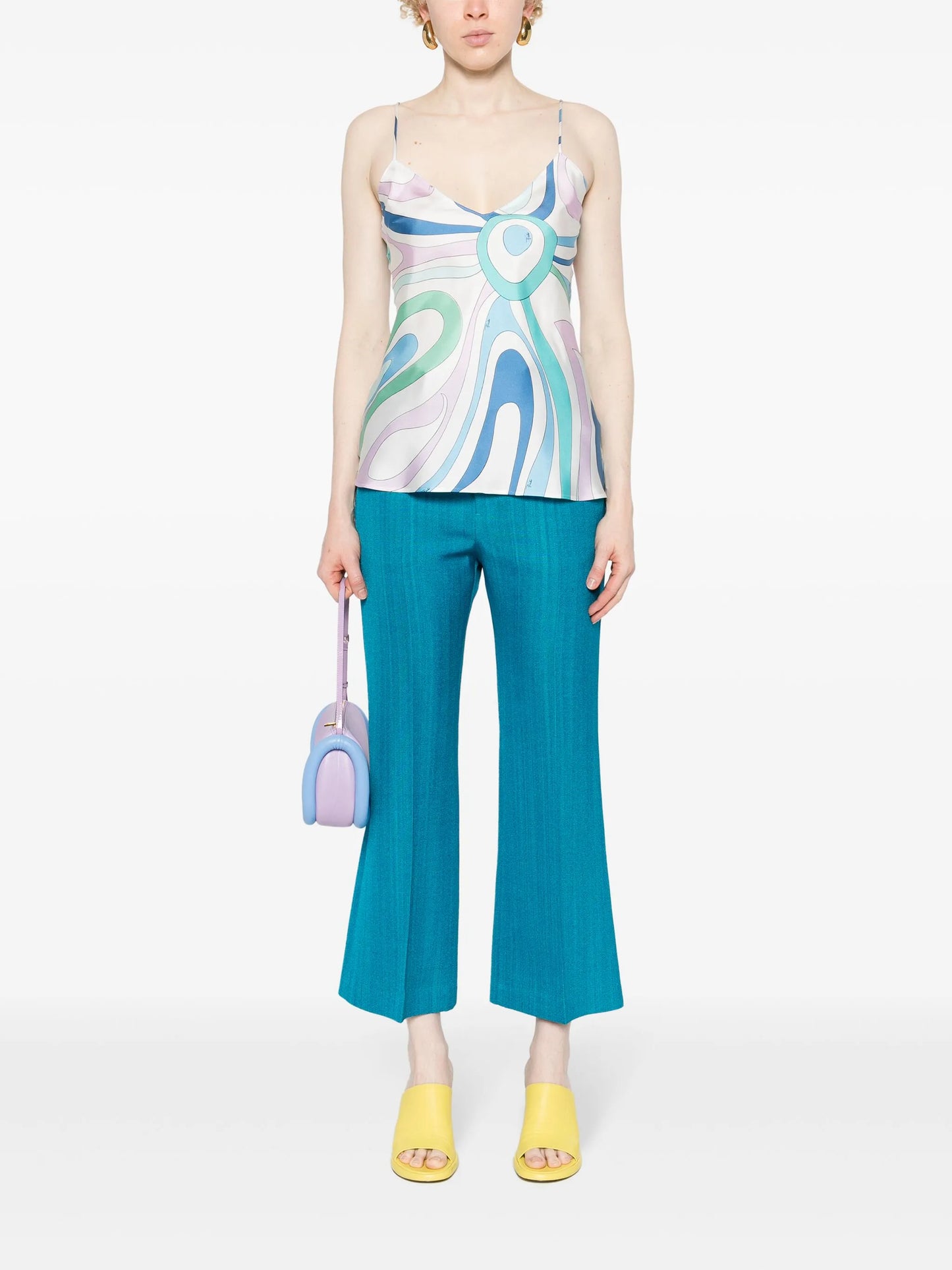 Marmo-print silk top