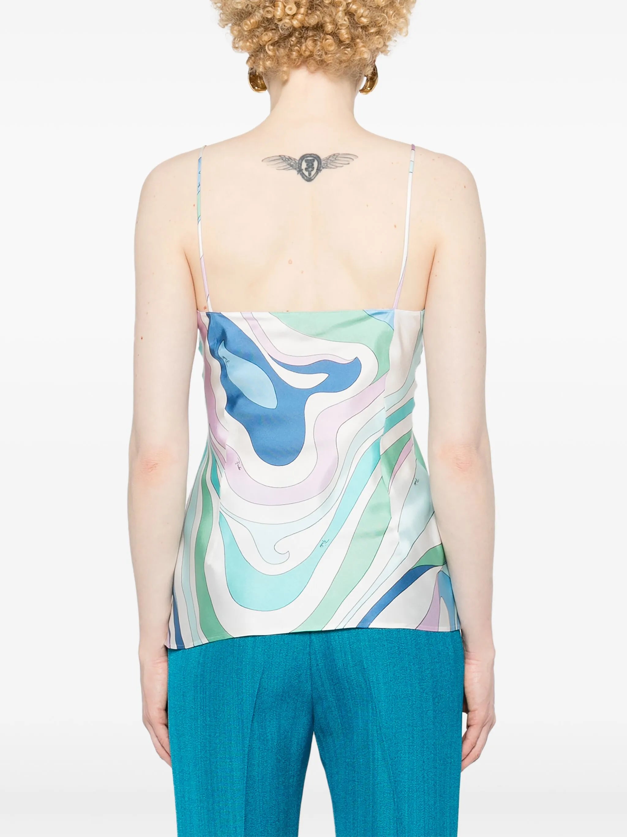 Marmo-print silk top