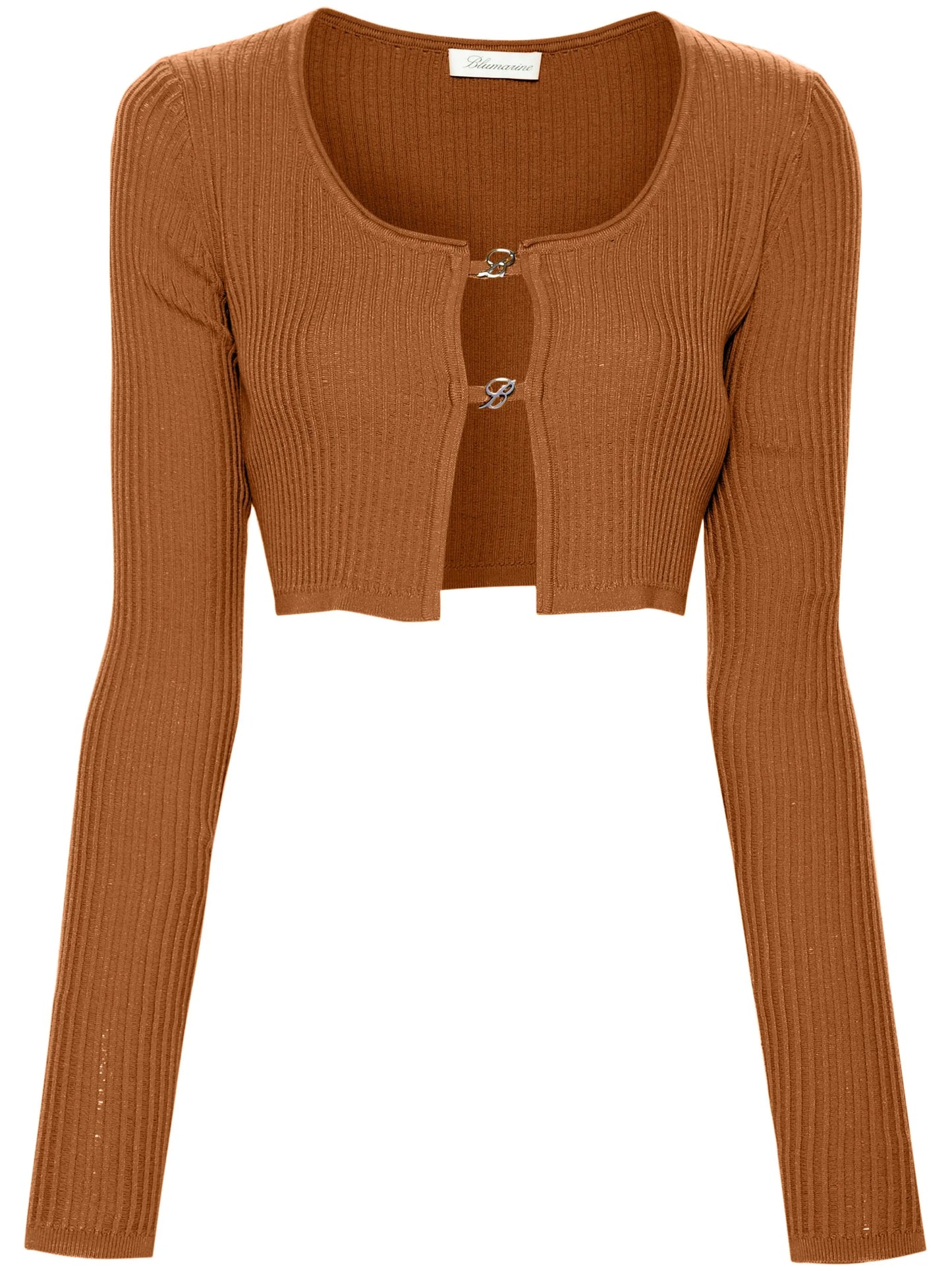 cropped ribbed-knit cardigan
