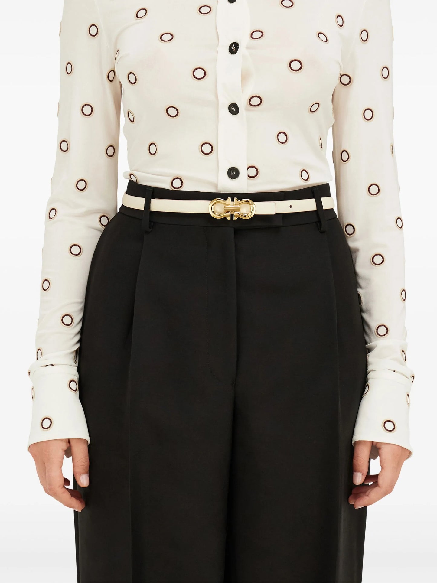 reversible Gancini-buckle belt