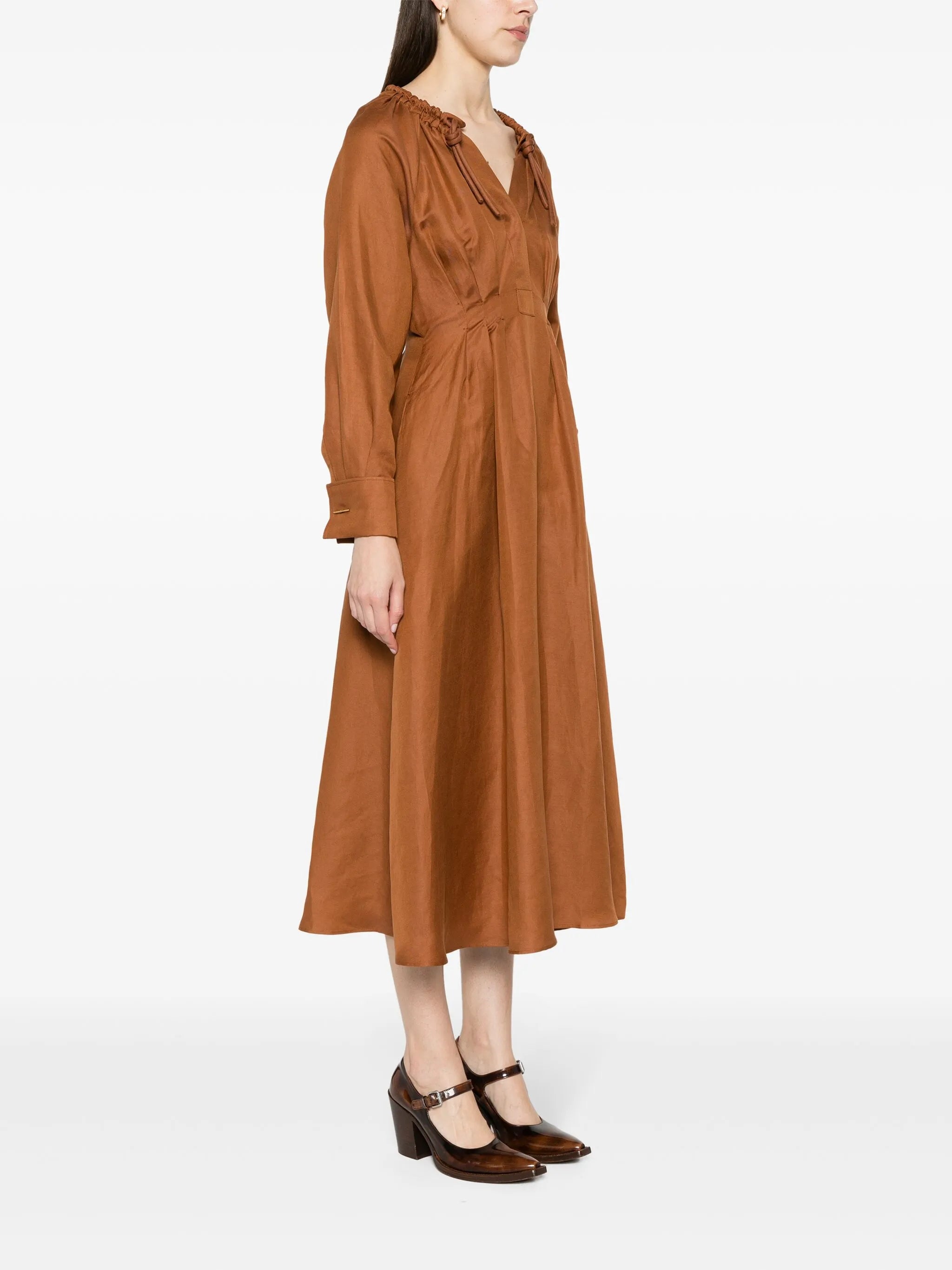 inverted-pleats midi dress