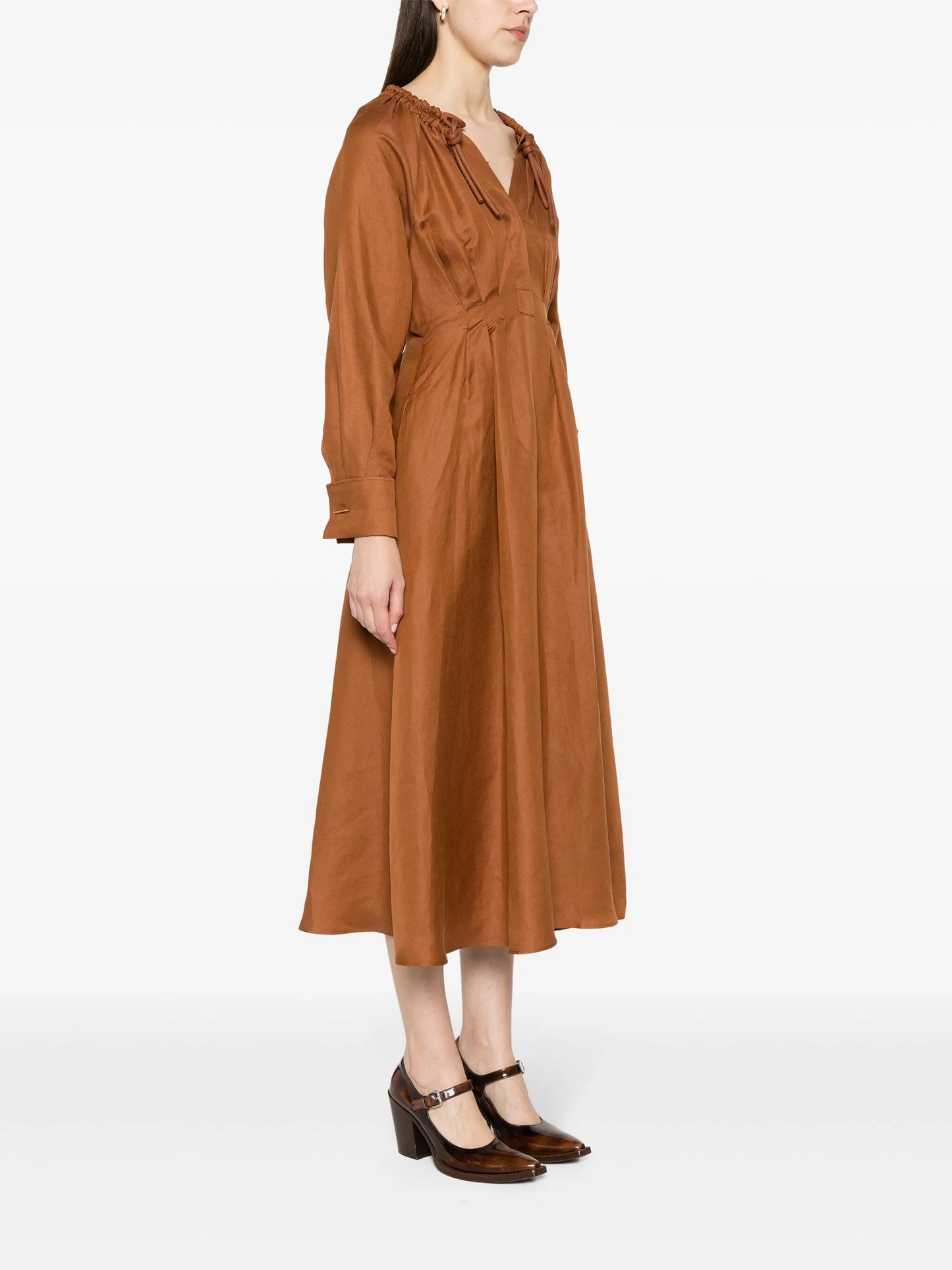 inverted-pleats midi dress